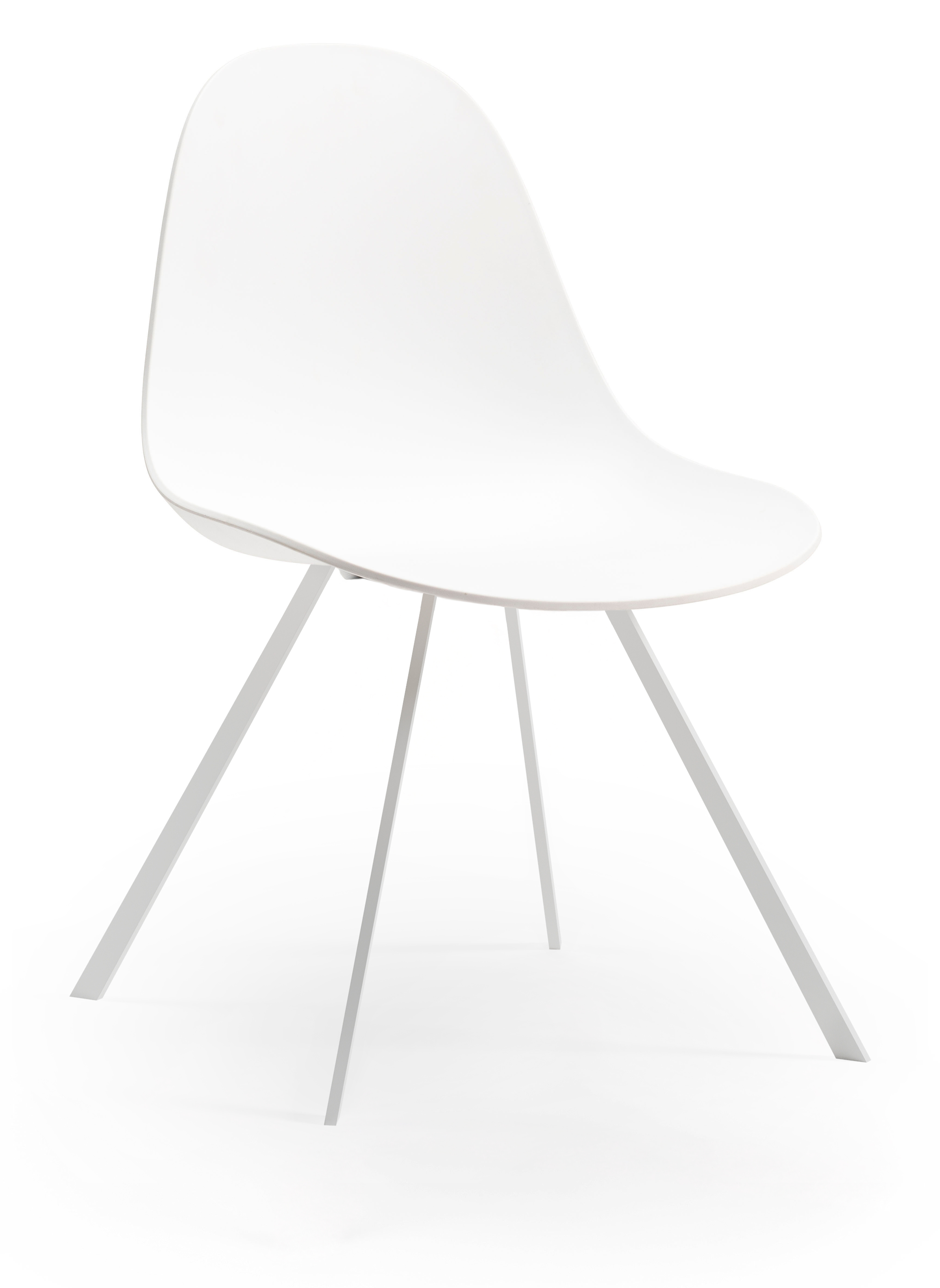 Vasco eetkamerstoel in PP White met stoelpoot Conical in wit metaal