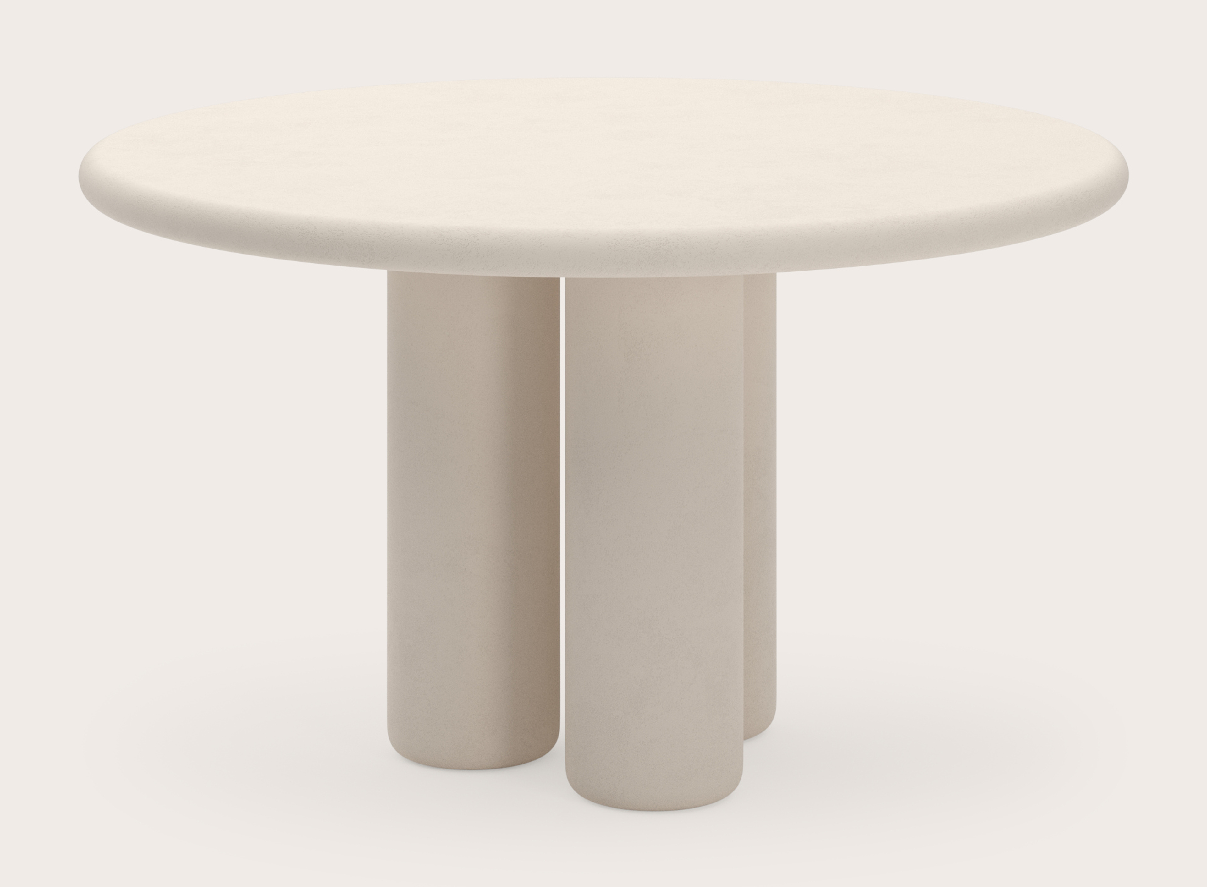 Table de salle à manger Artisano avec plateau Artisano rond en Claylime couleur Eggshell
