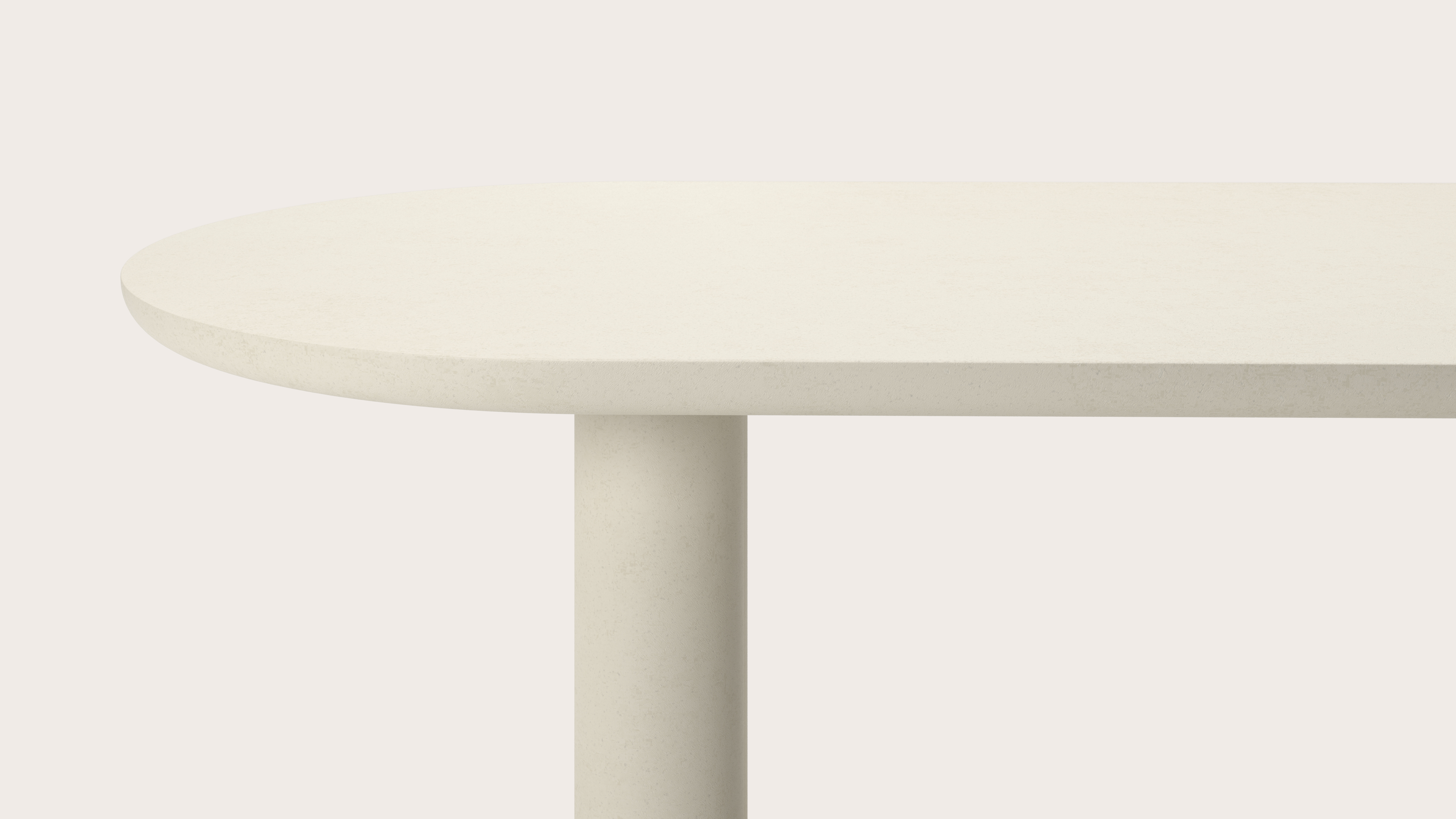 Table de salle à manger Amato Rondo armature avec plateau Amato en forme ovale plat en Claylime en couleur Ecru 260 x 110 x 79 cm