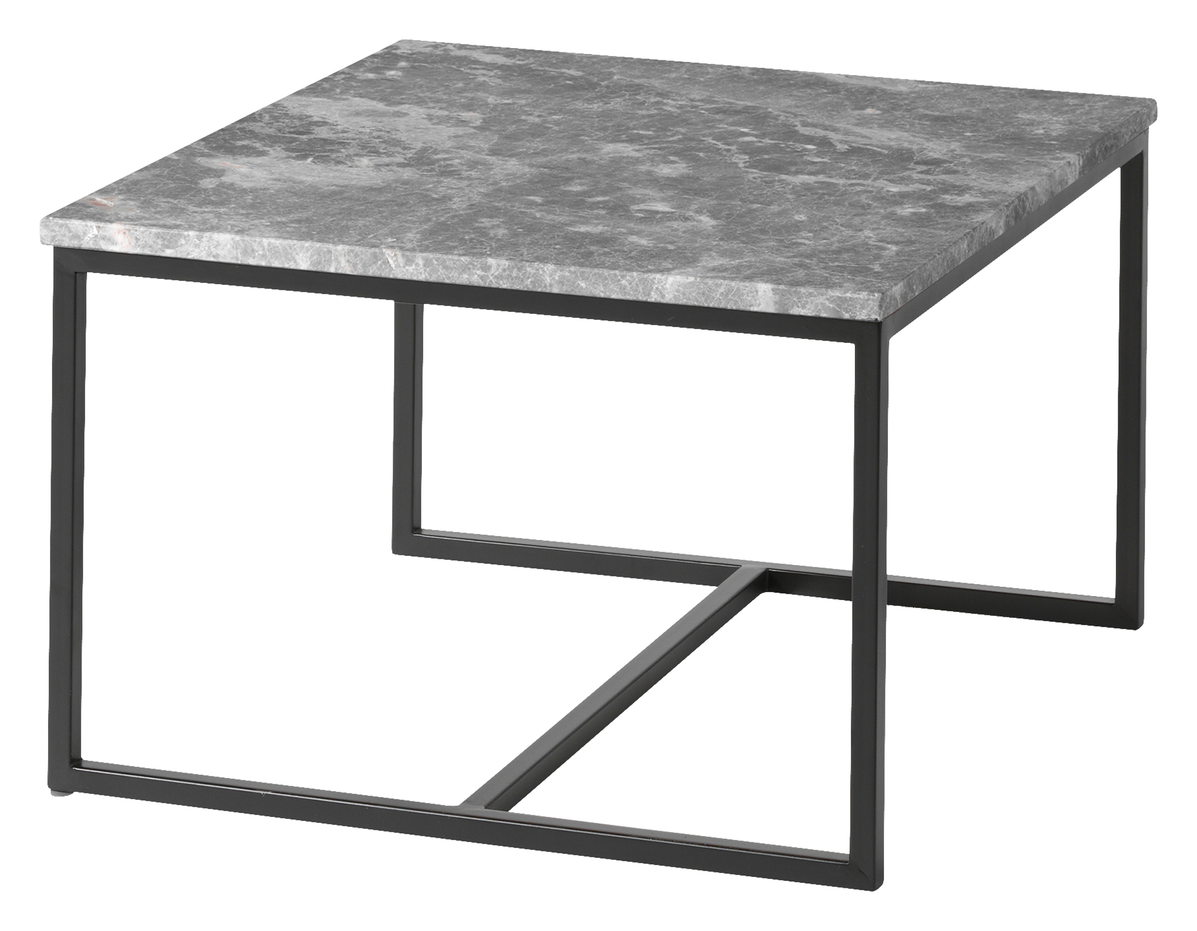 Bijzettafel Kubo onderstel zwart metaal met Pietro blad in marmer kleur Silver Mink