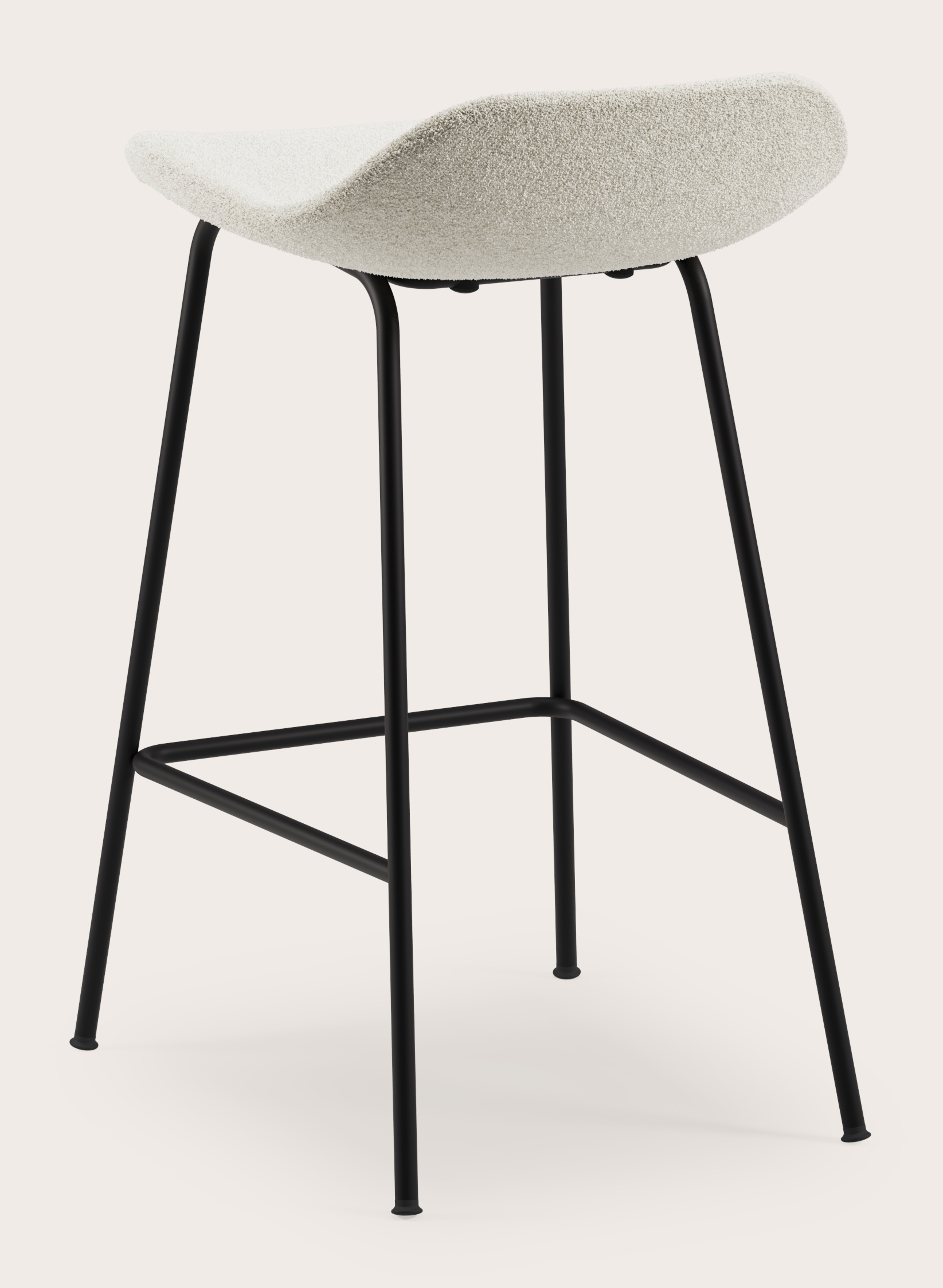 Vasco tabouret de bar basse en métal noir avec assise en Aria tissu Mastic