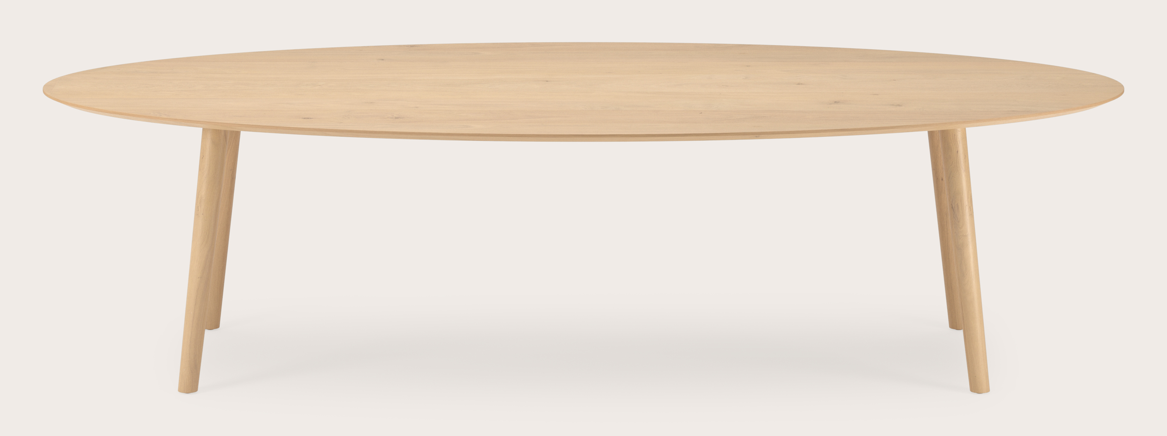 Table de salle à manger Conico armature en chêne couleur naturelle avec plateau Finesso en forme ovale en chêne couleur naturelle 300 x 140 x 77 cm