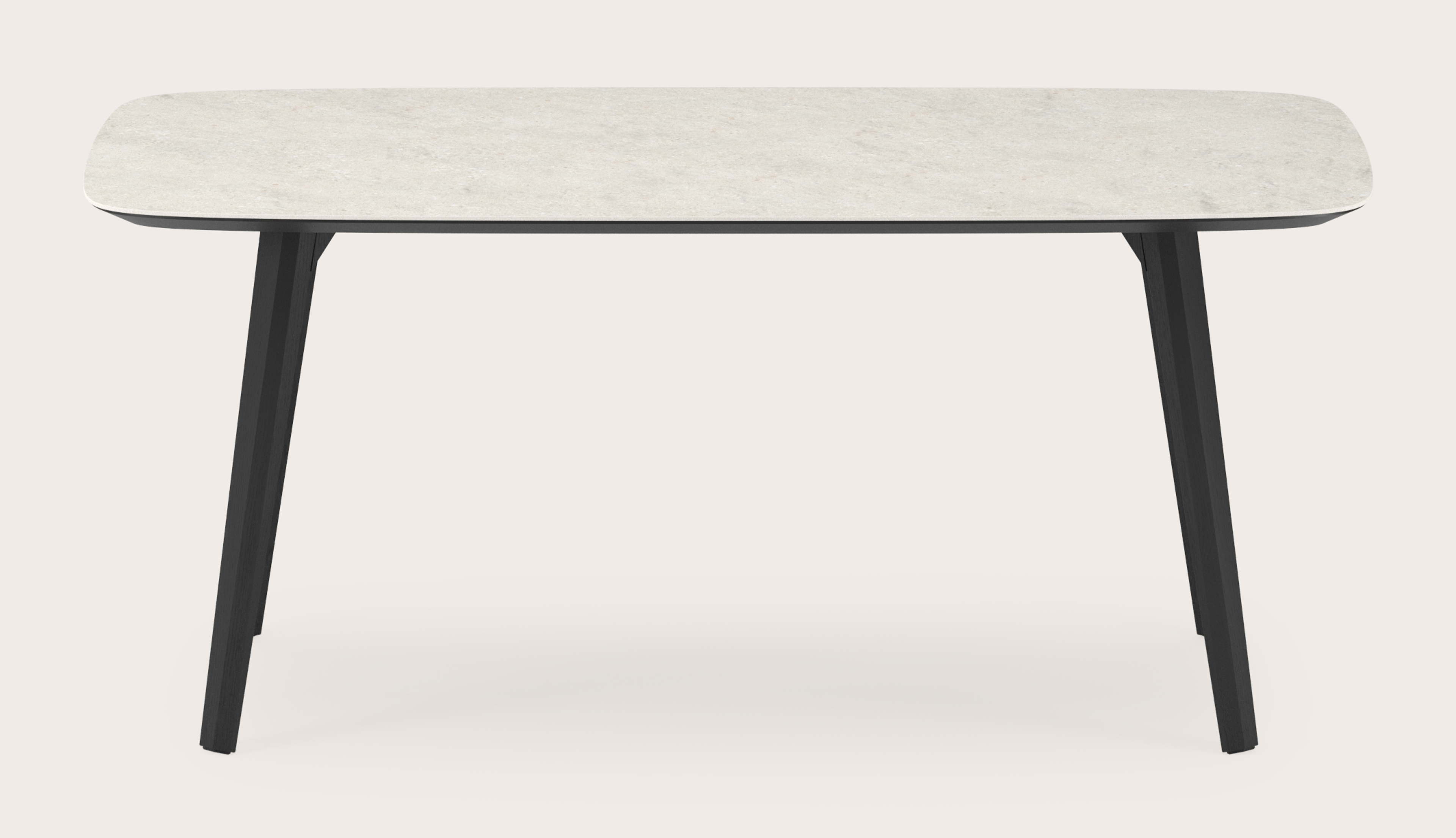 Table de salle à manger Clino armature en chêne noir avec plateau Ceramo forme arrondi en céramique en couleur Shilin 180 x 100 x 77 cm