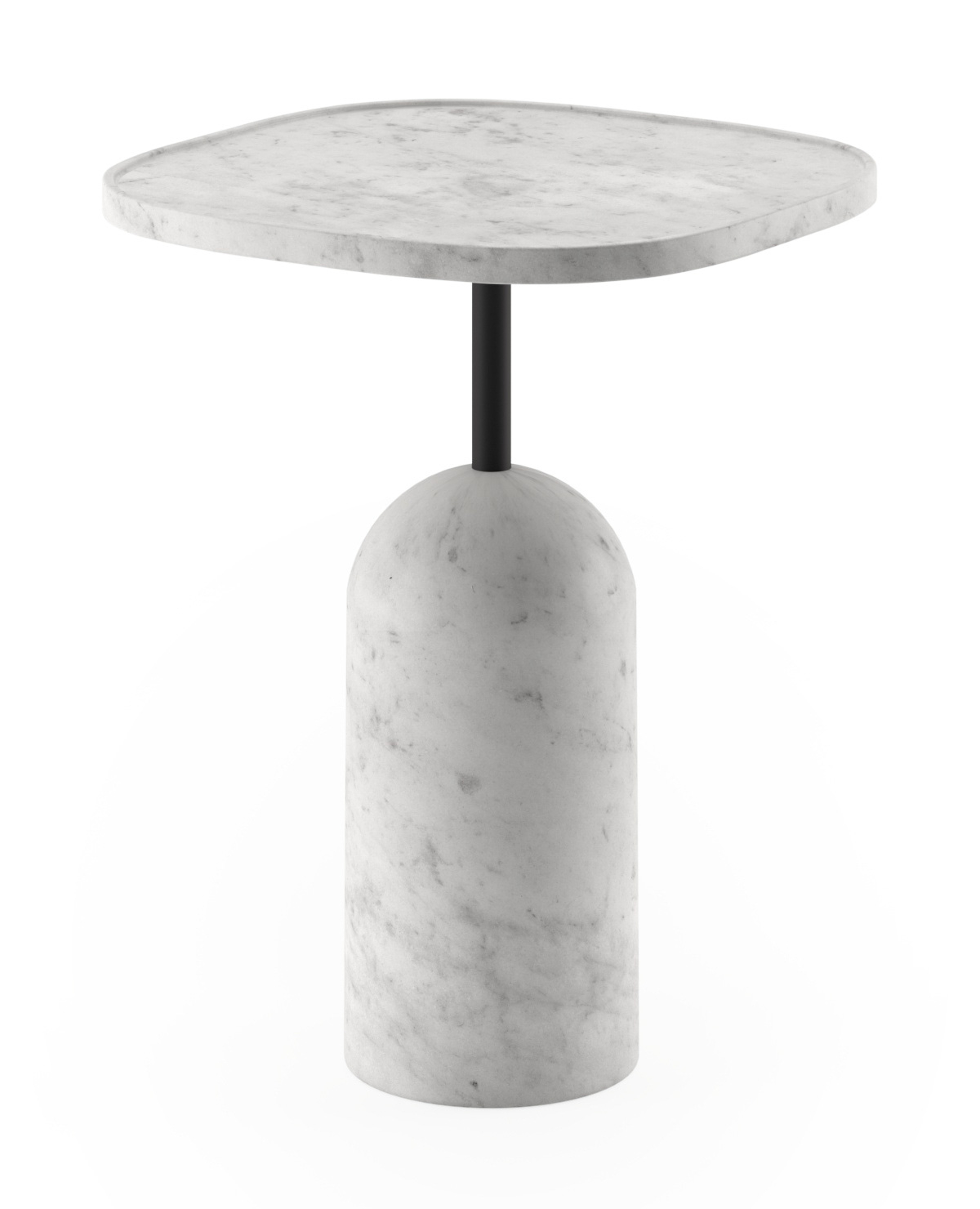Table d'appoint Doppio avec plateau carré en marbre en couleur Bianco Carrara 35 x 35 x 45 cm