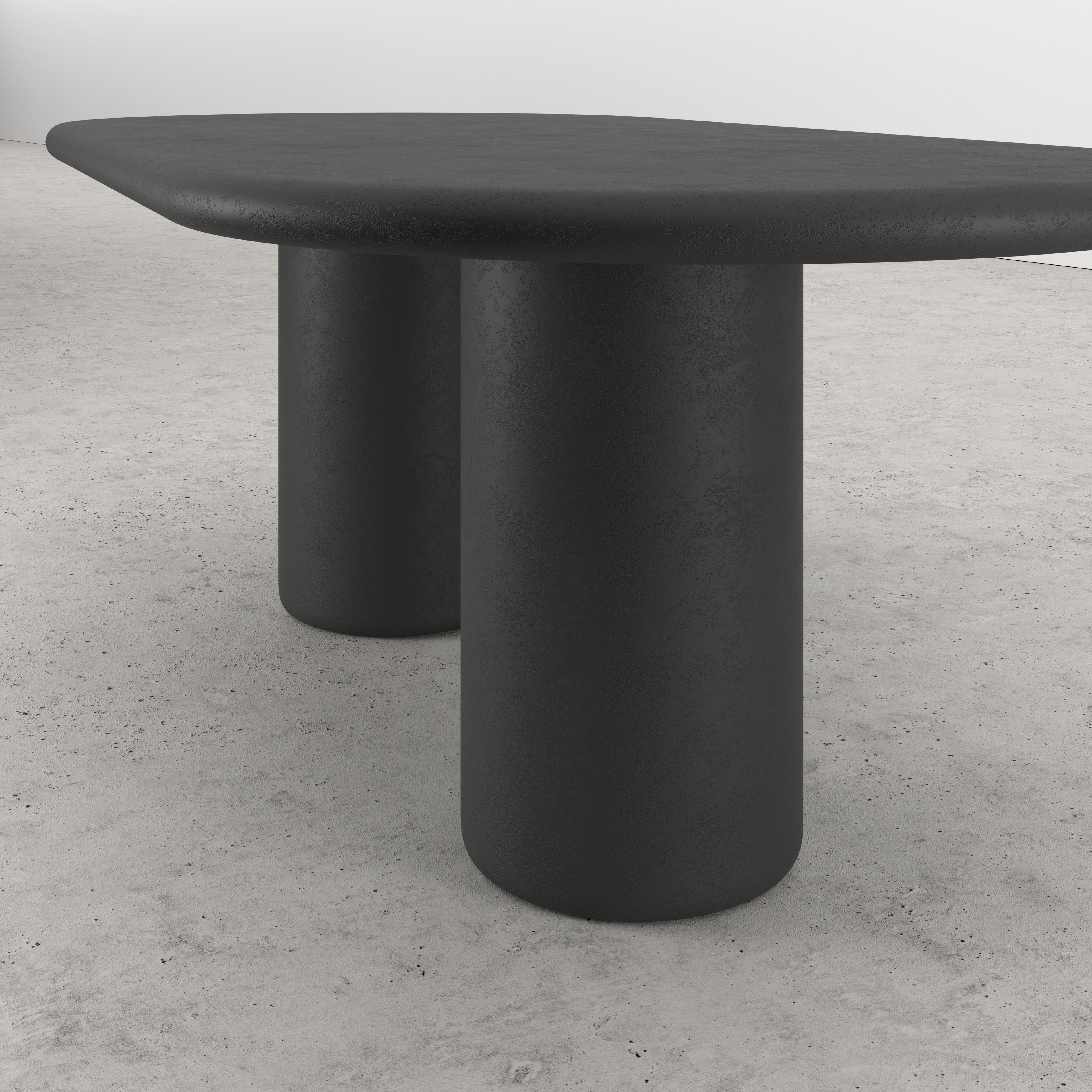 Eettafel Artisano met plat ovaal Artisano blad in Claylime kleur Charcoal