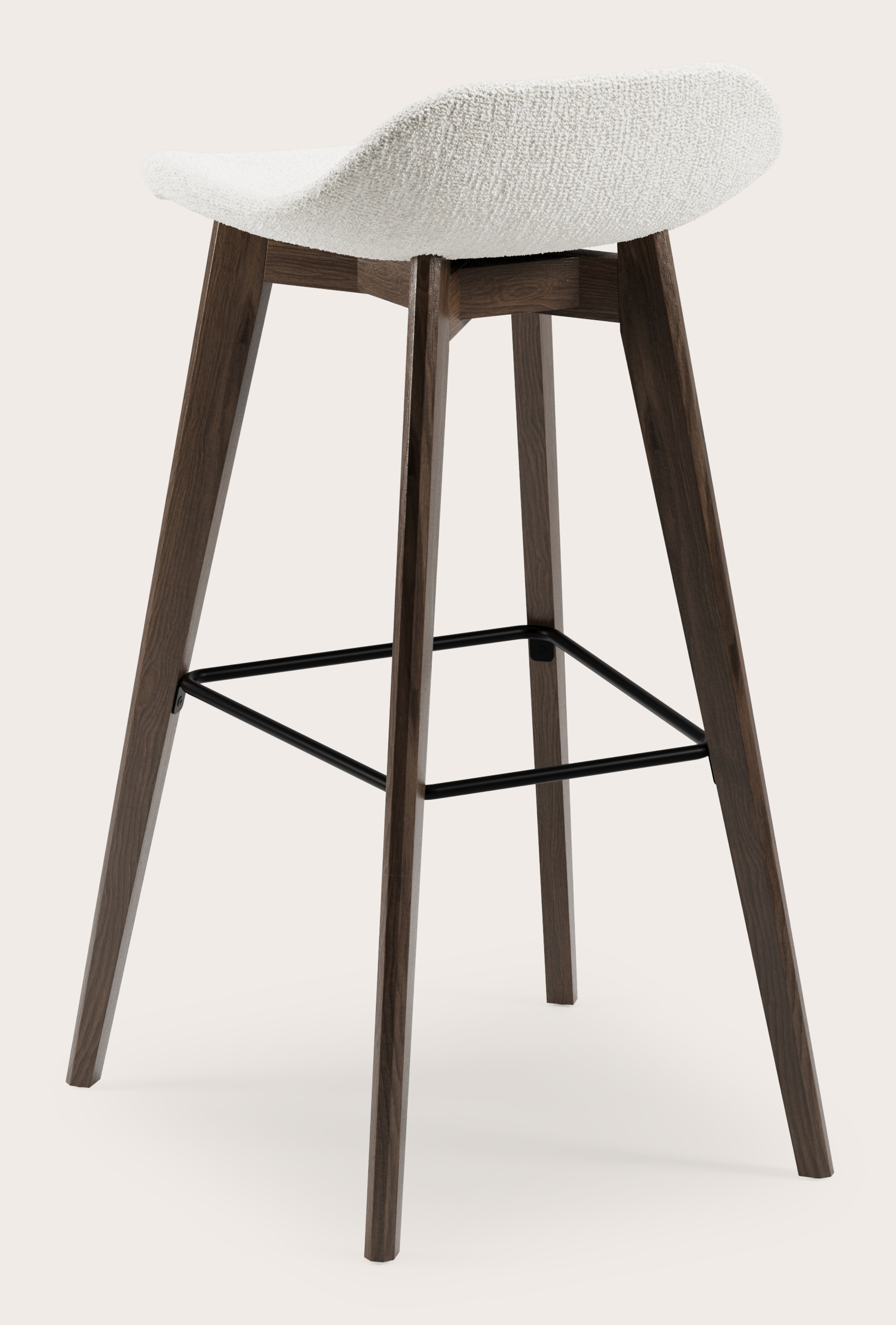 Vasco tabouret de bar haute chêne fumé avec assise en Poco tissu White