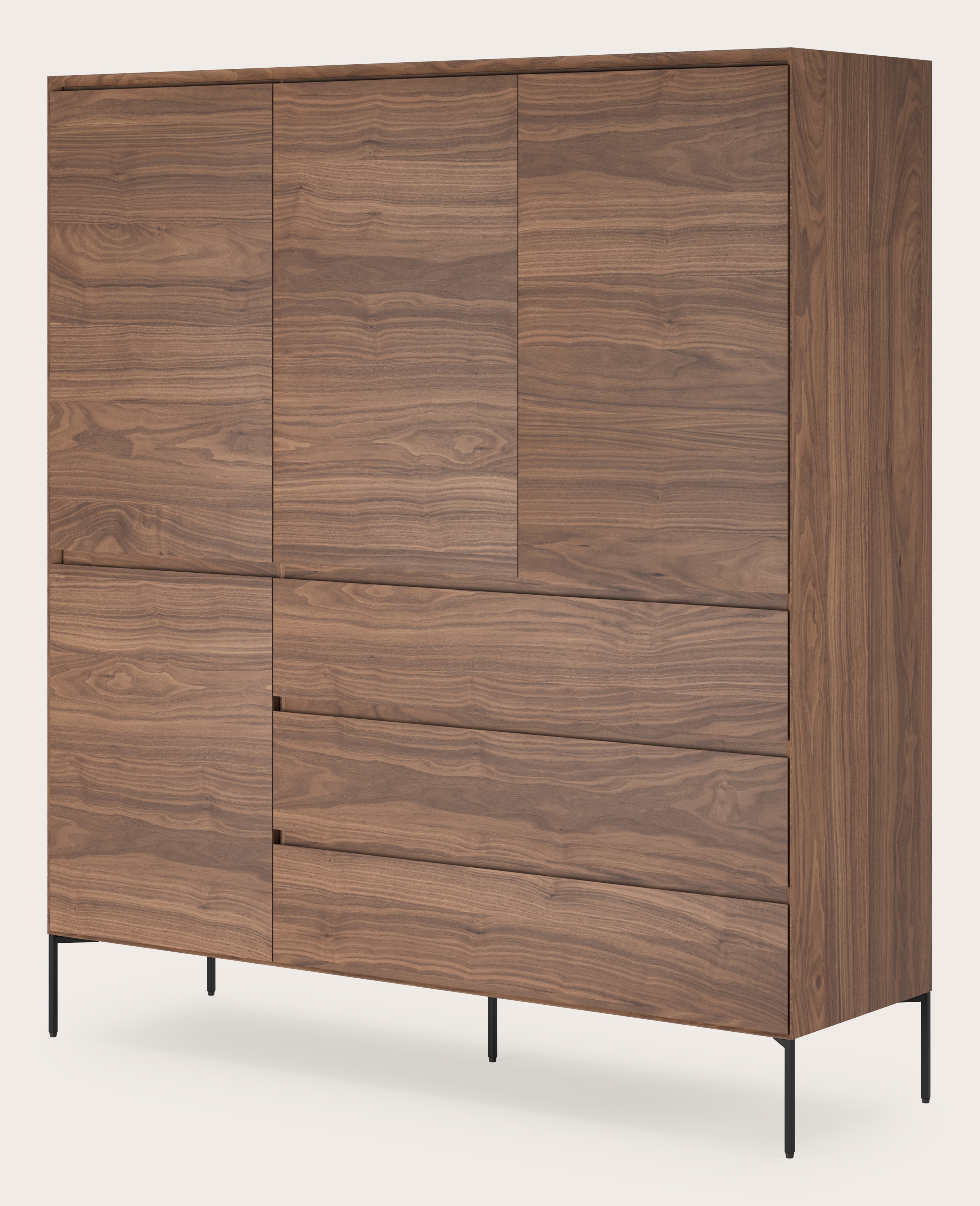 Armoire de bar Arno en noyer avec pieds carrés 150 x 45 cm