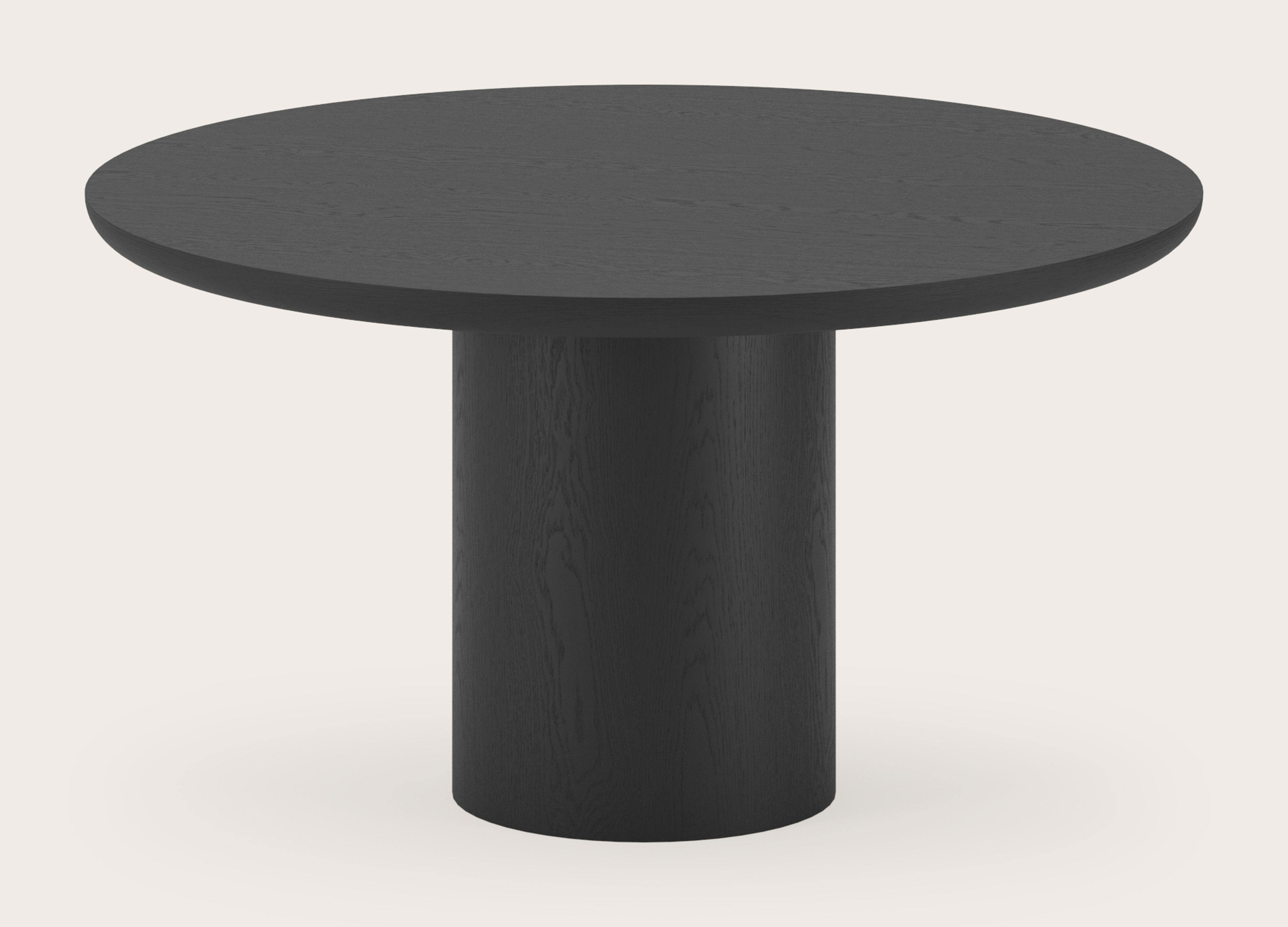 Eettafel Amato Rondo onderstel met rond Amato blad in zwarte eik Ø140 x 76 cm