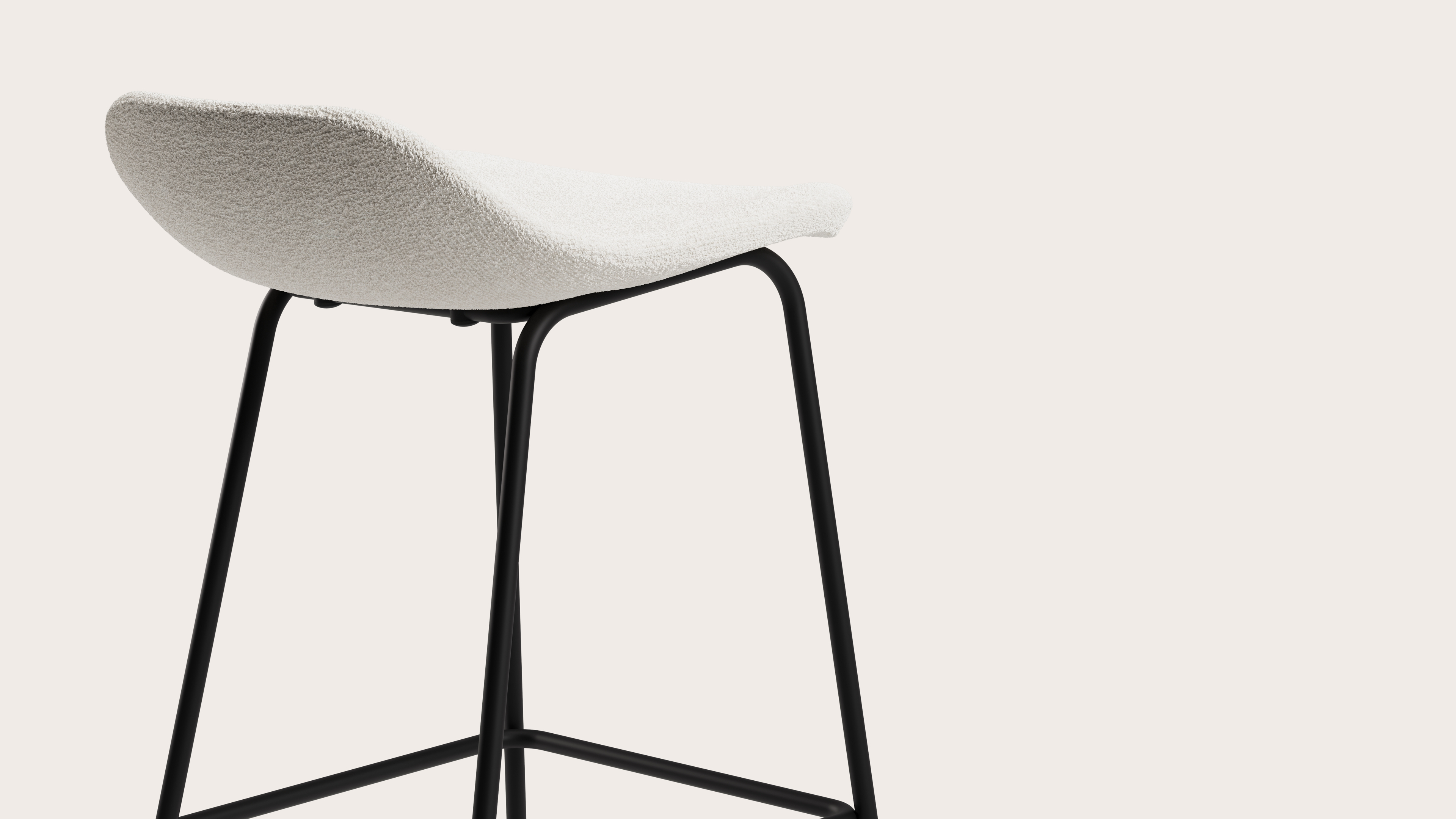Vasco tabouret de bar haute métal noir avec assise en Nova tissu Pearl