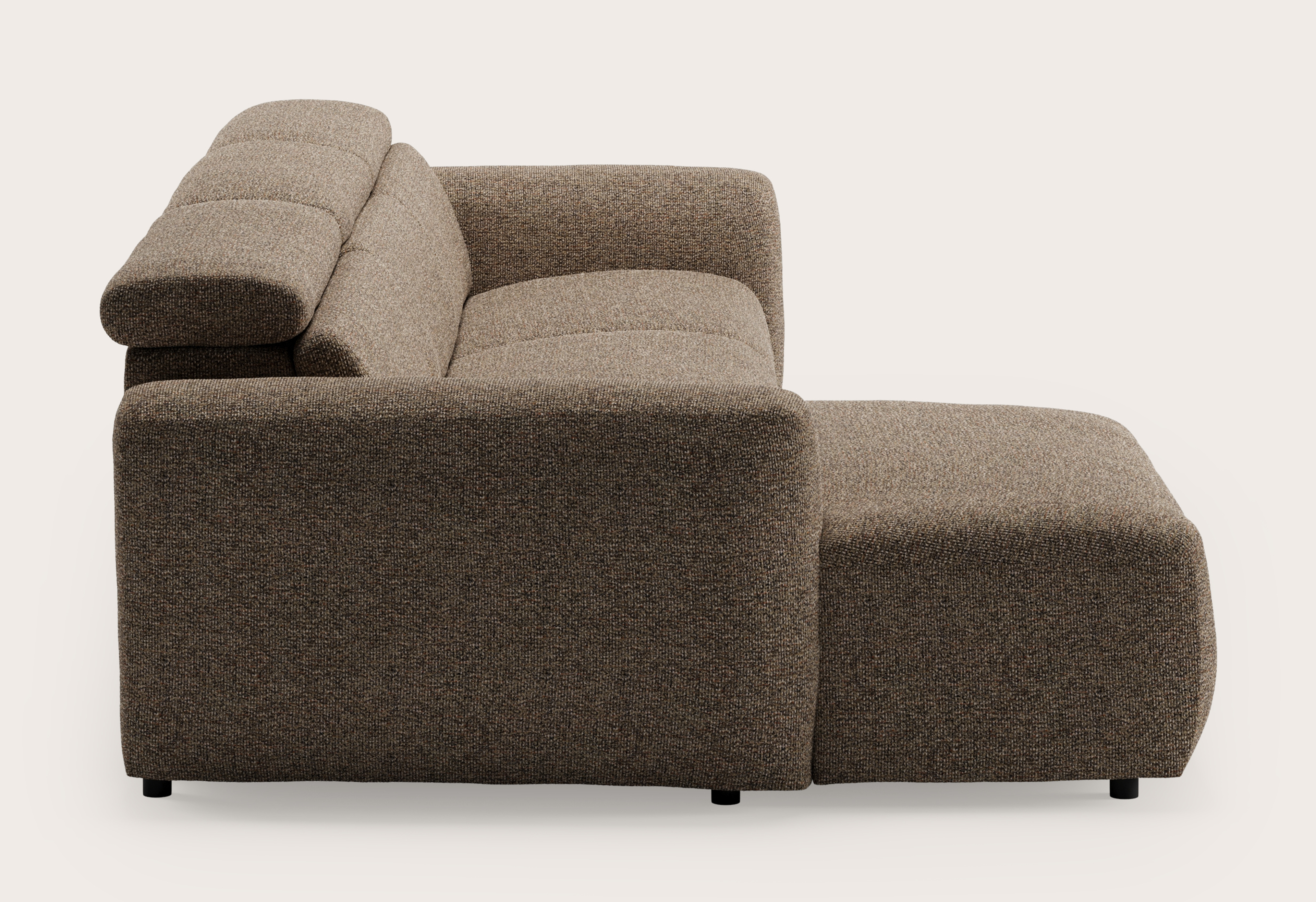 Canapé d'angle Lassa 3,5 places en Fresco tissu Wenge