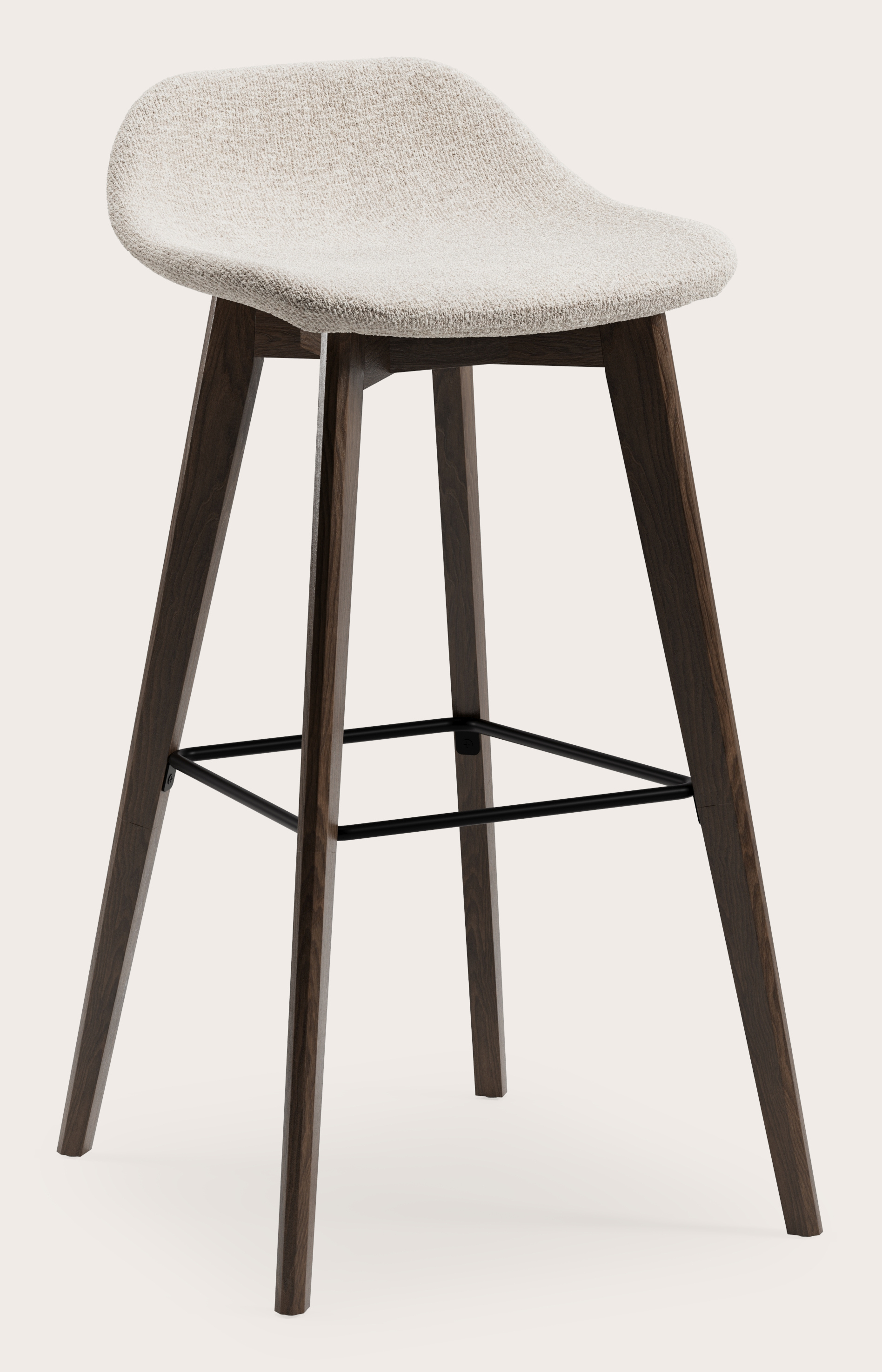 Vasco tabouret de bar haute chêne fumé avec assise en Nova tissu Almond
