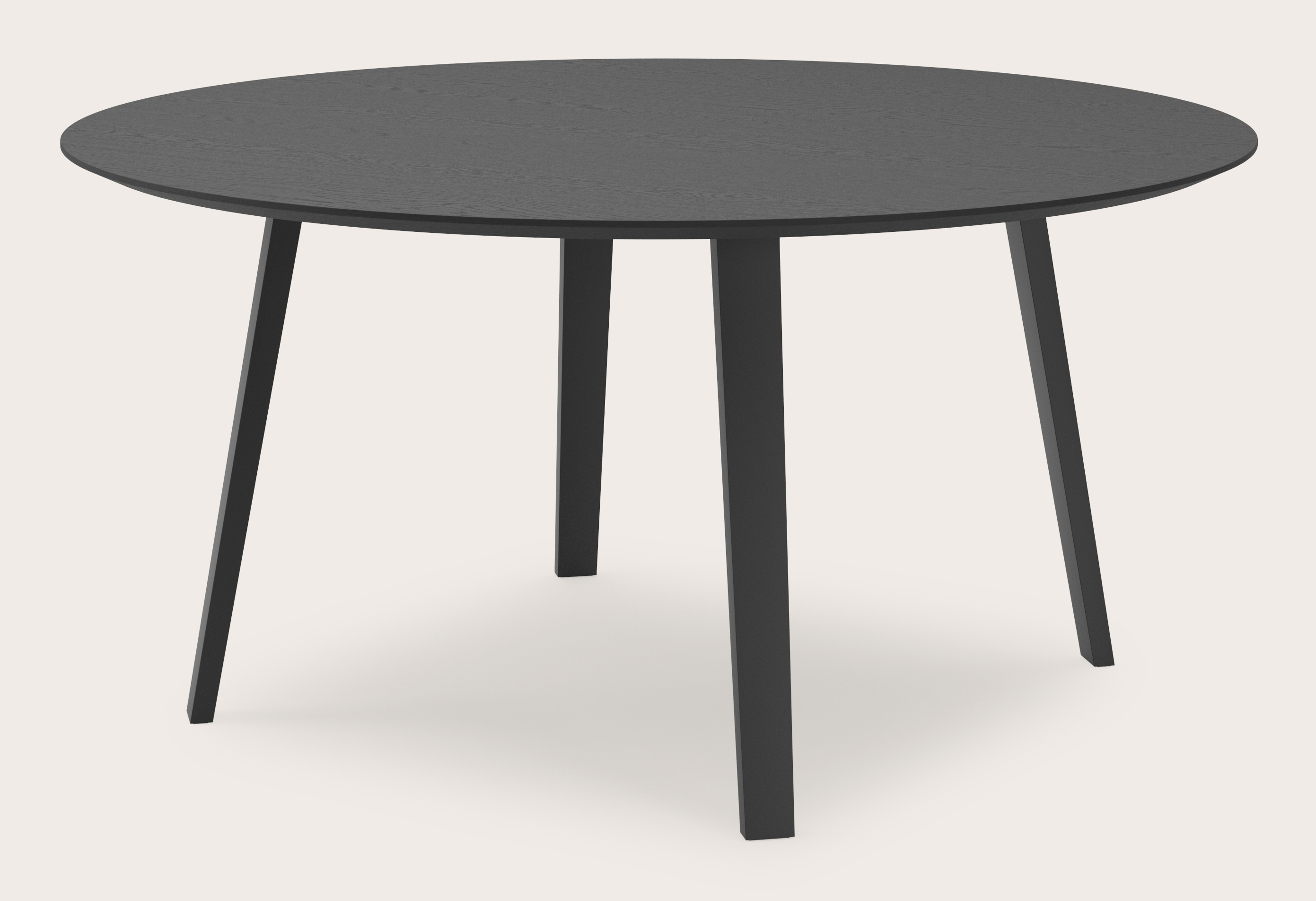 Eettafel Clino onderstel in zwart metaal rond Finesso blad in zwarte eik Ø160 x 77 cm