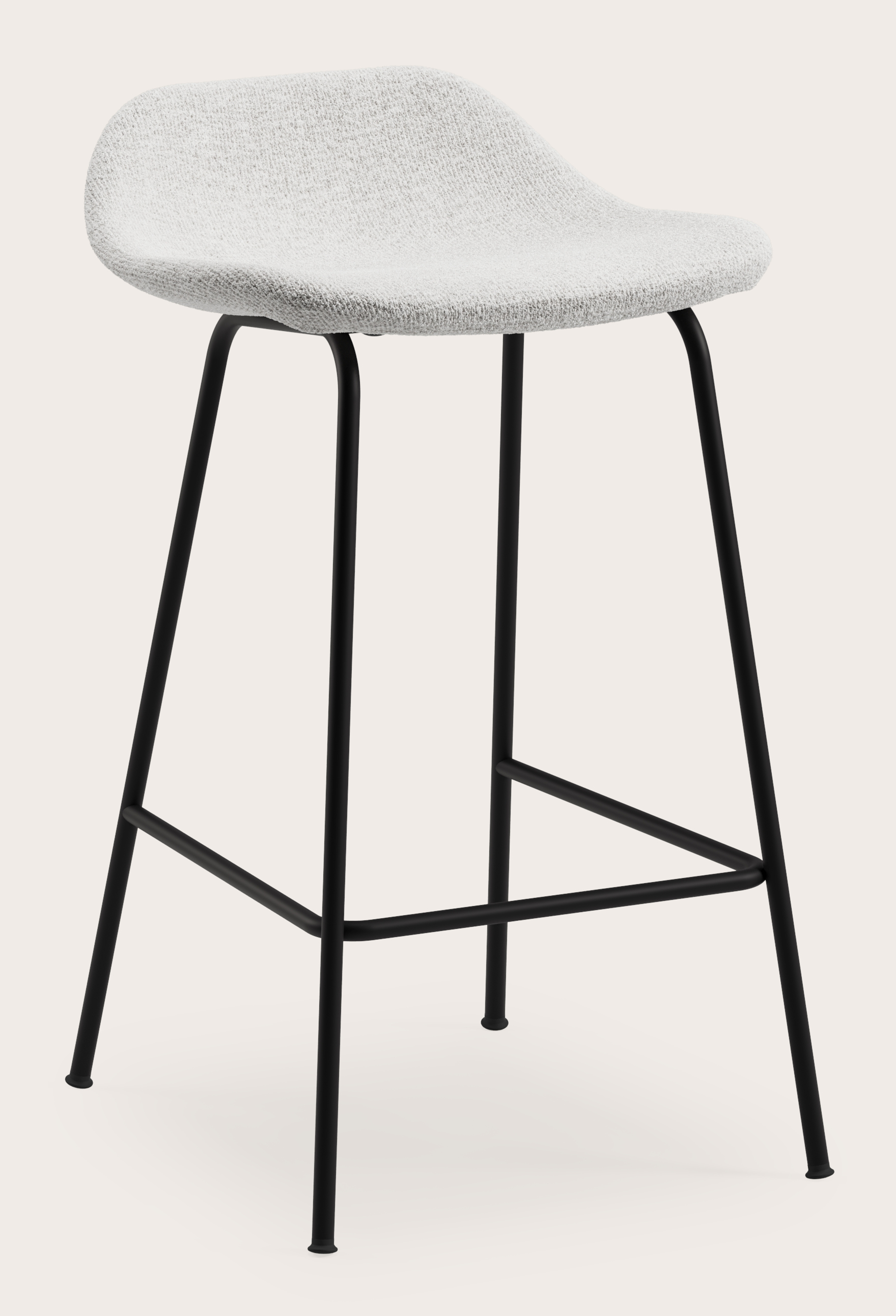 Vasco tabouret de bar basse en métal noir avec assise en Nova tissu Lunar