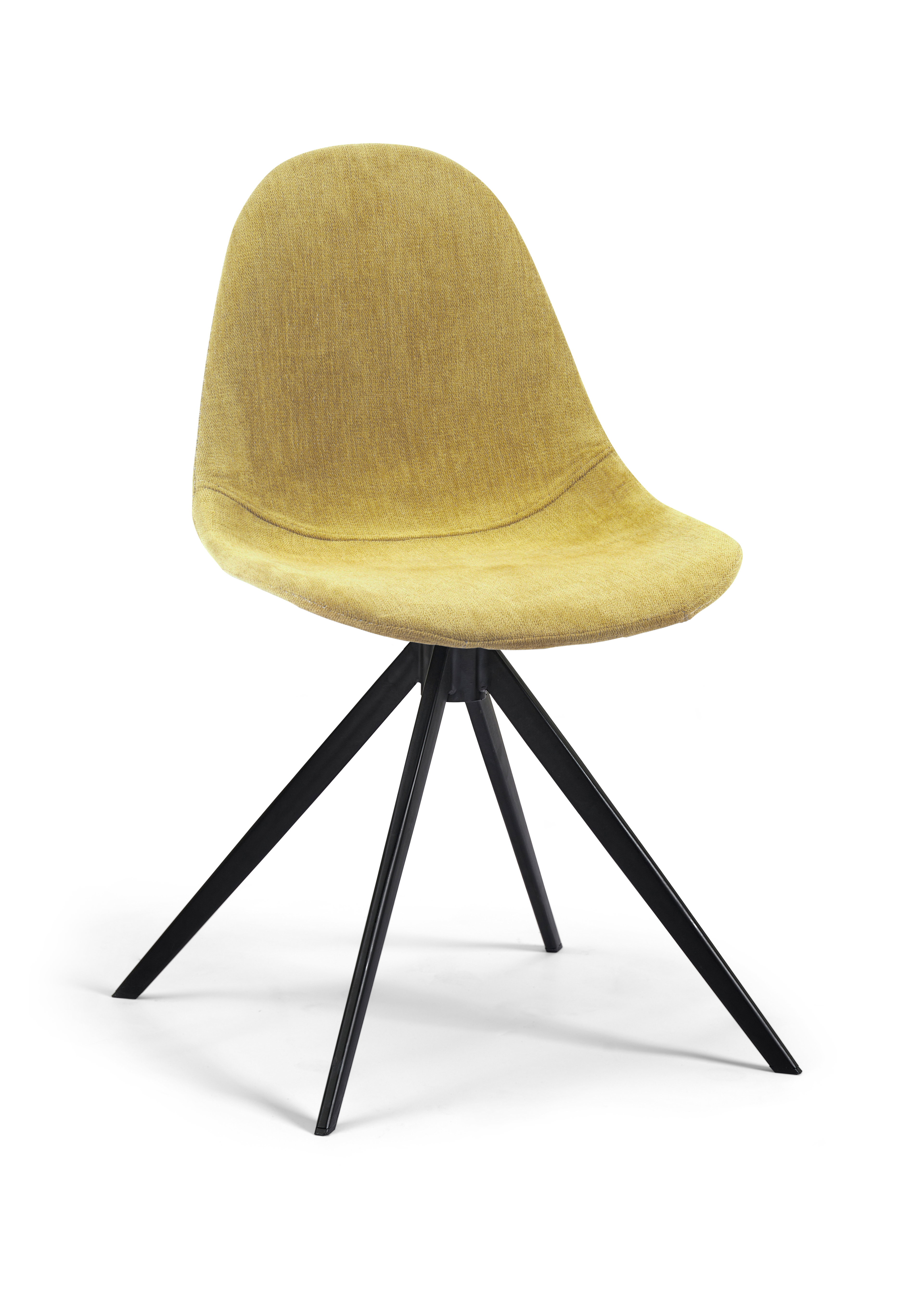Vasco eetkamerstoel  in Bliss stof Mustard met draaibare stoelpoot Axis in zwart metaal