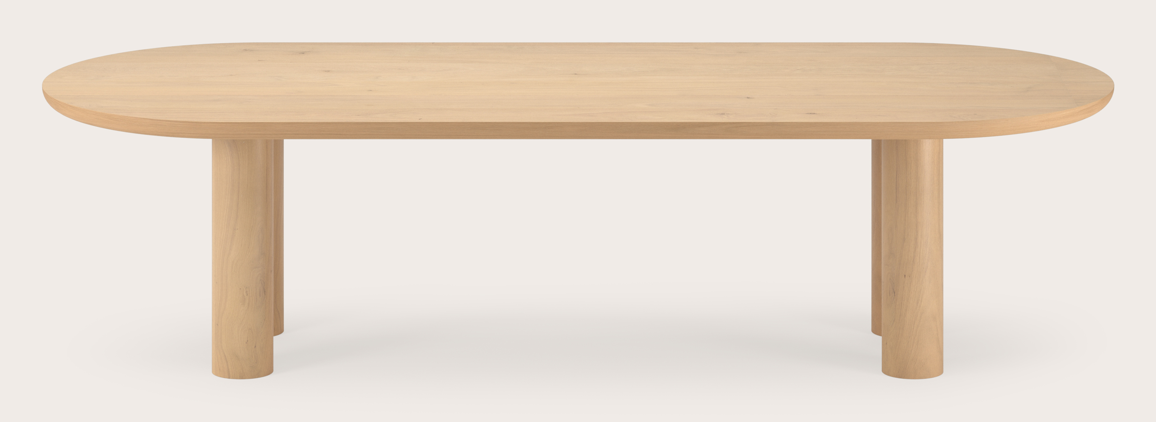 Eettafel Amato Rondo onderstel met plat ovaal Amato blad in natuurkleurige eik 300 x 115 x 79 cm