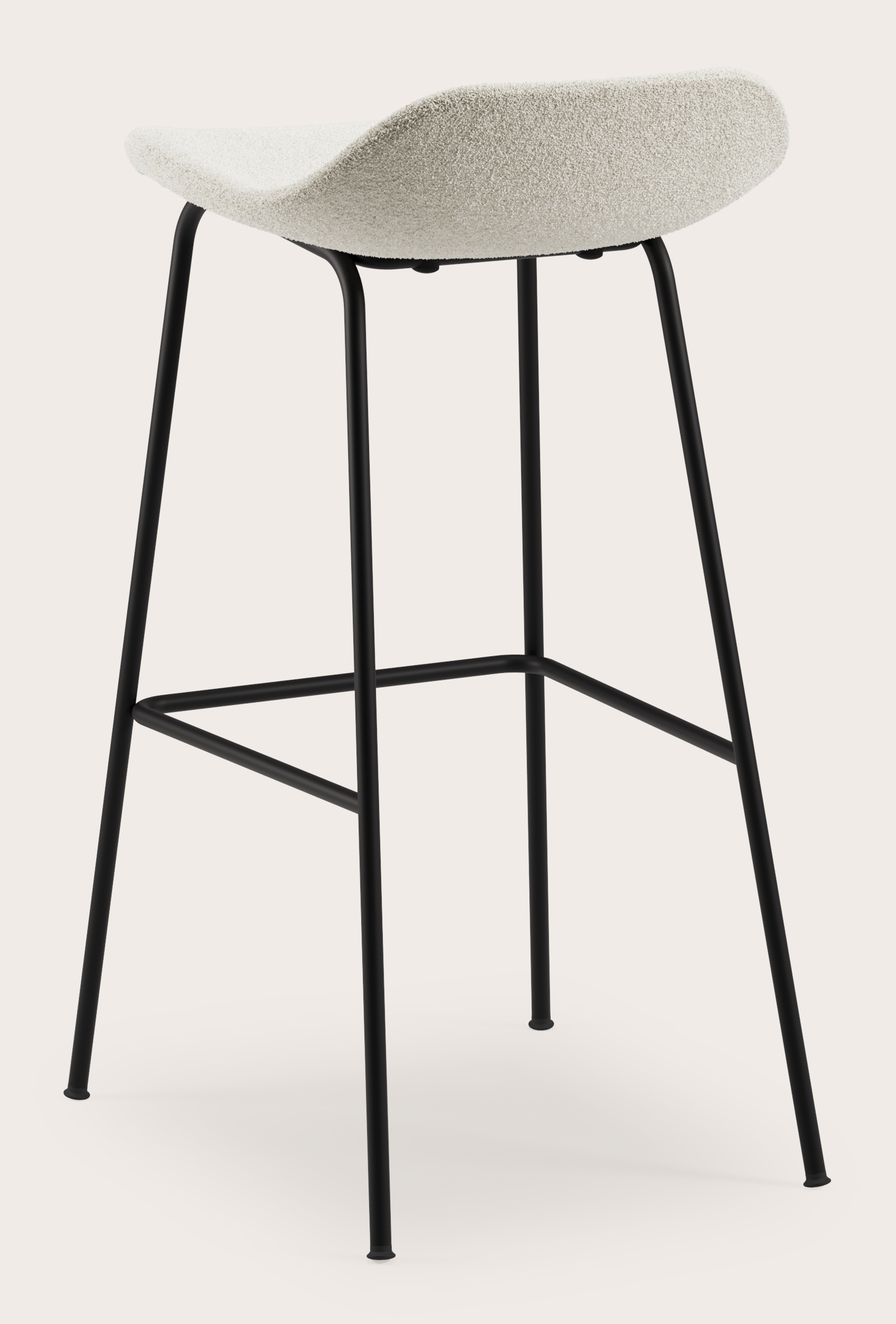 Vasco tabouret de bar haute métal noir avec assise en Aria tissu Mastic