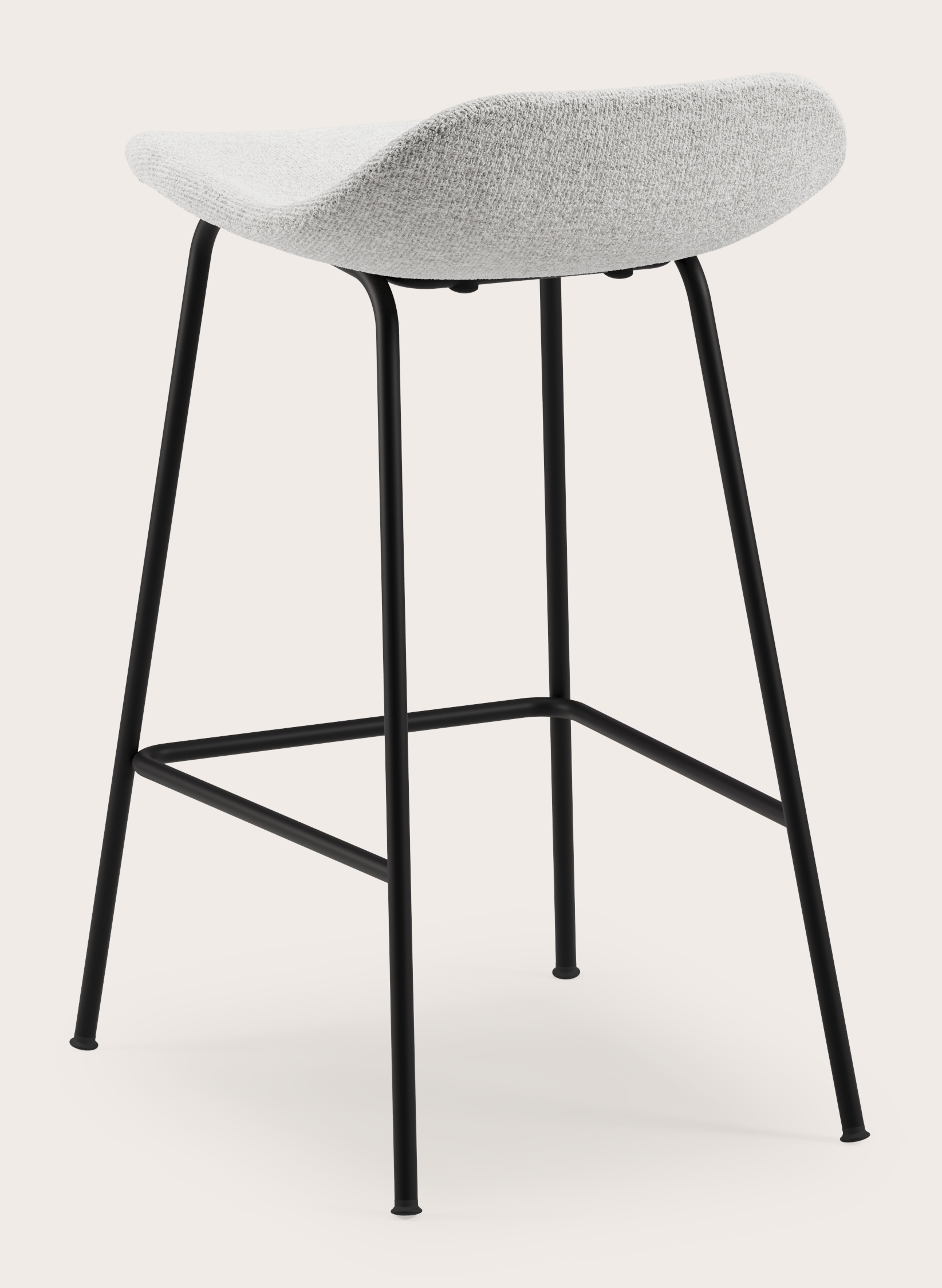 Vasco tabouret de bar basse en métal noir avec assise en Nova tissu Lunar