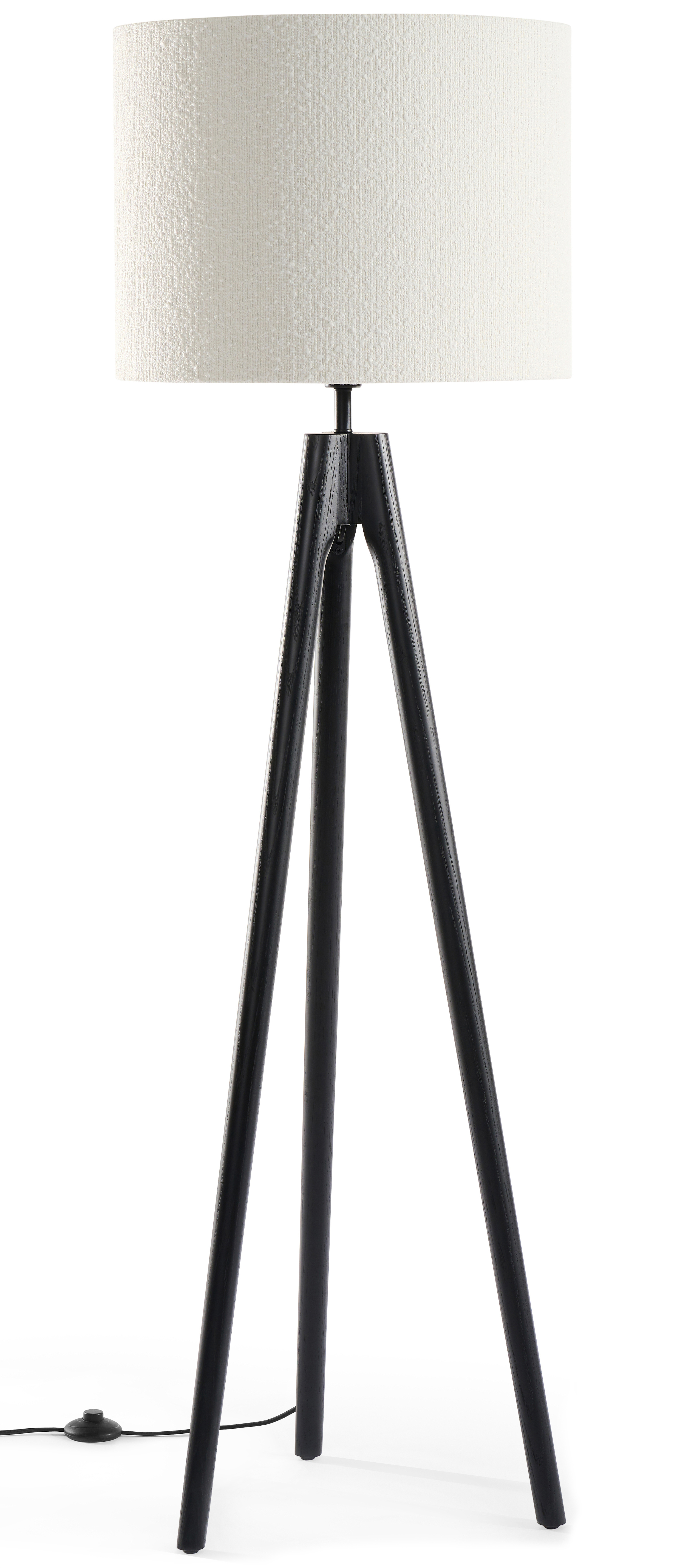 Staande lamp Trepunto in zwarte eik met Giro lampenkap in Bolero stof in kleur White