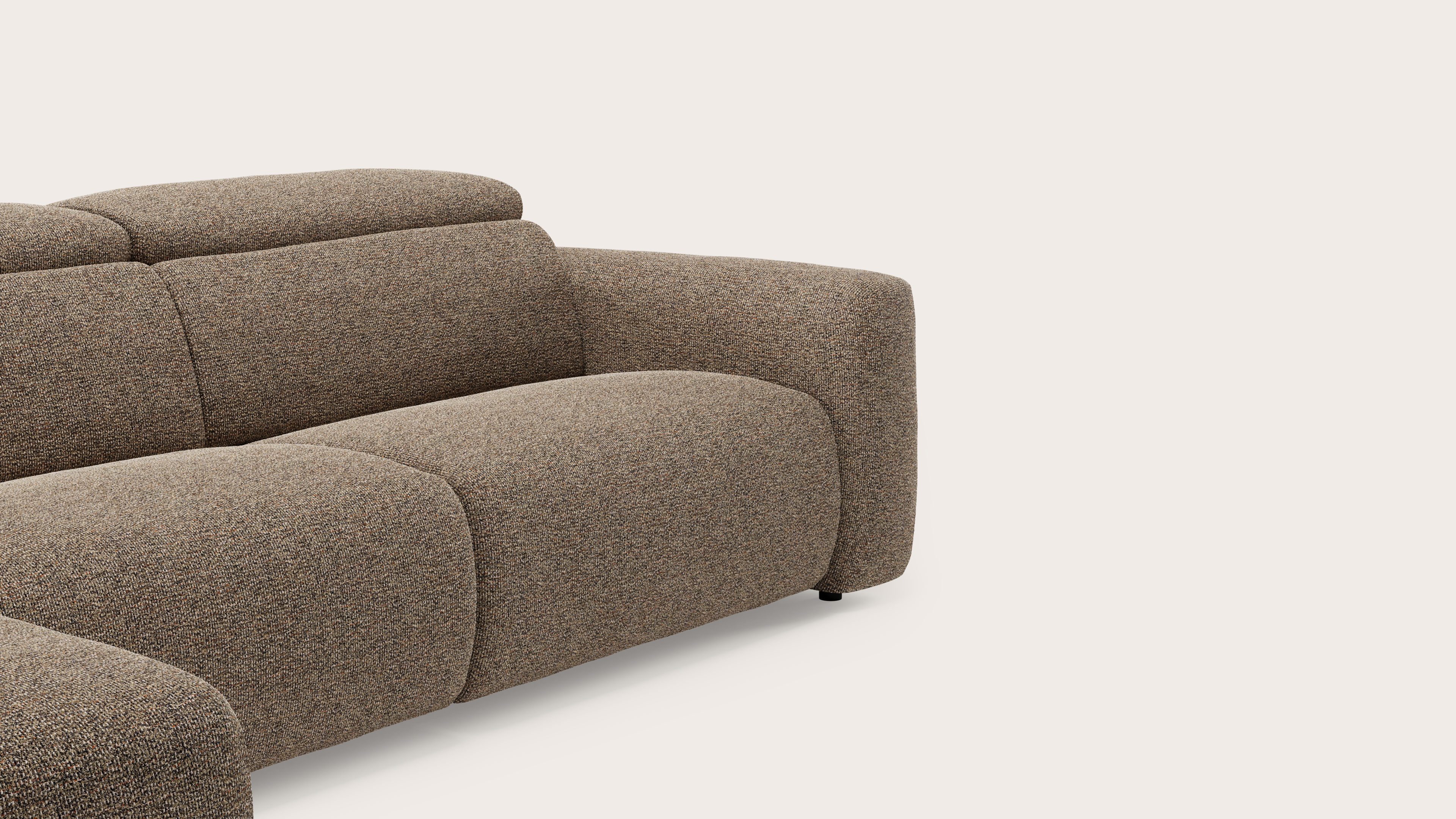 Canapé d'angle Lassa 4,5 places en Fresco tissu Wenge