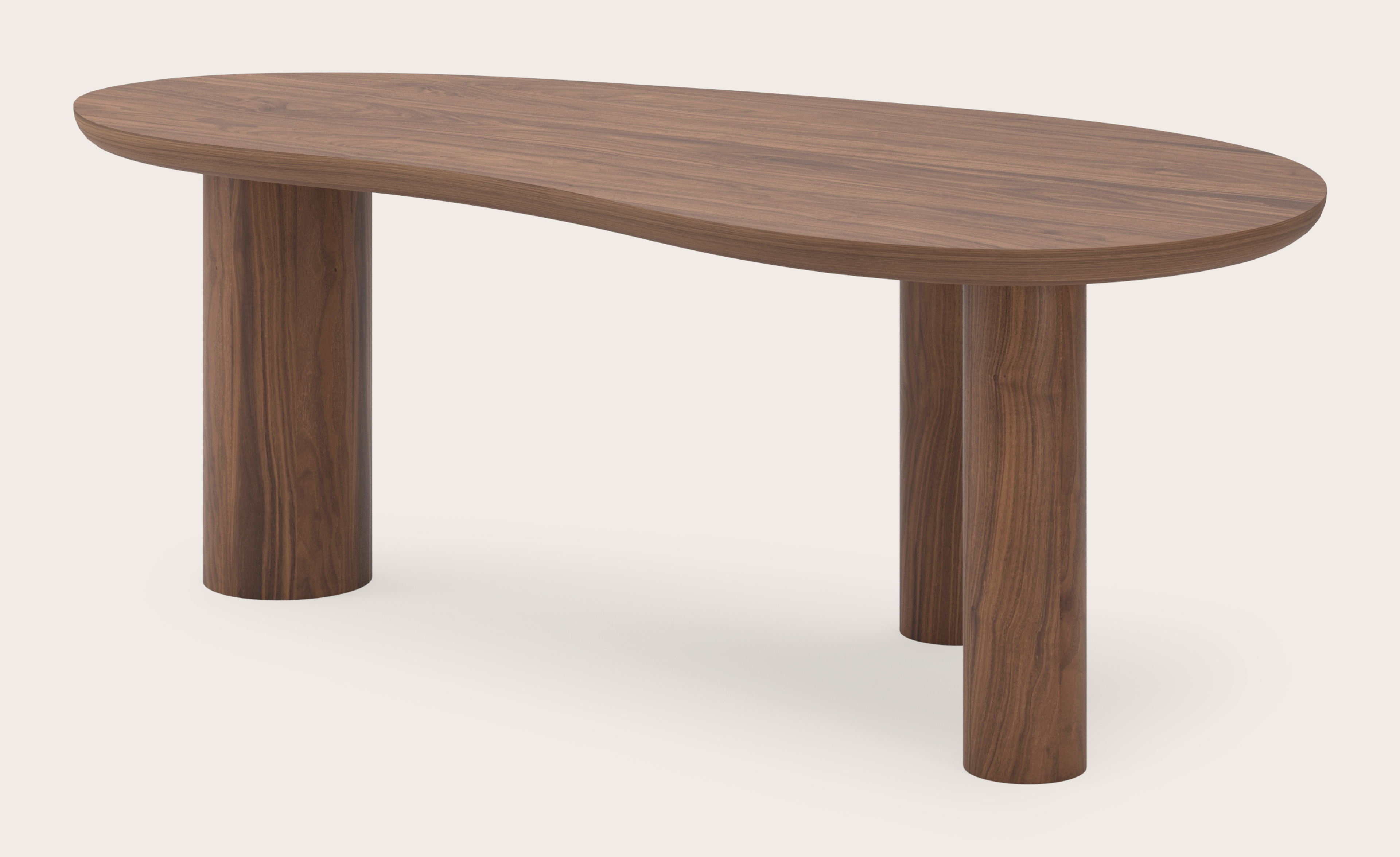 Table de salle à manger Amato Rondo armature avec plateau Amato en forme blob en noyer 220 x 112 x 76 cm