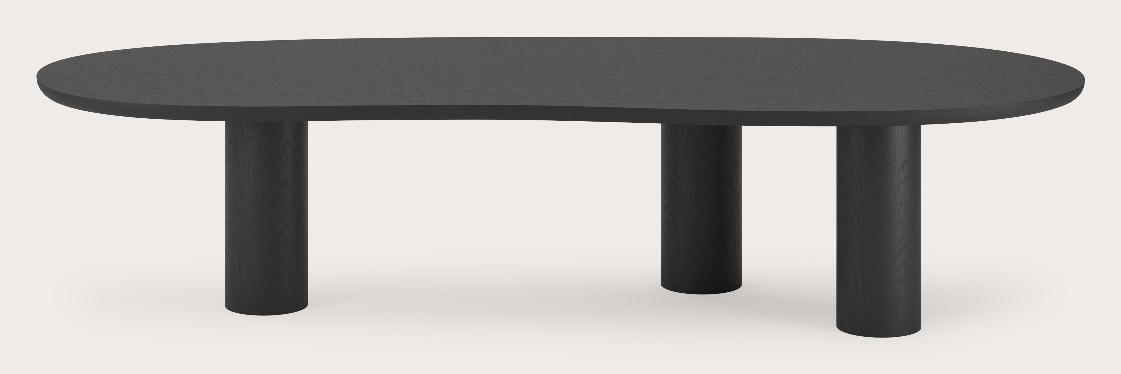 Table de salle à manger Amato Rondo armature avec plateau Amato en forme blob en chêne noir 340 x 127 x 79 cm