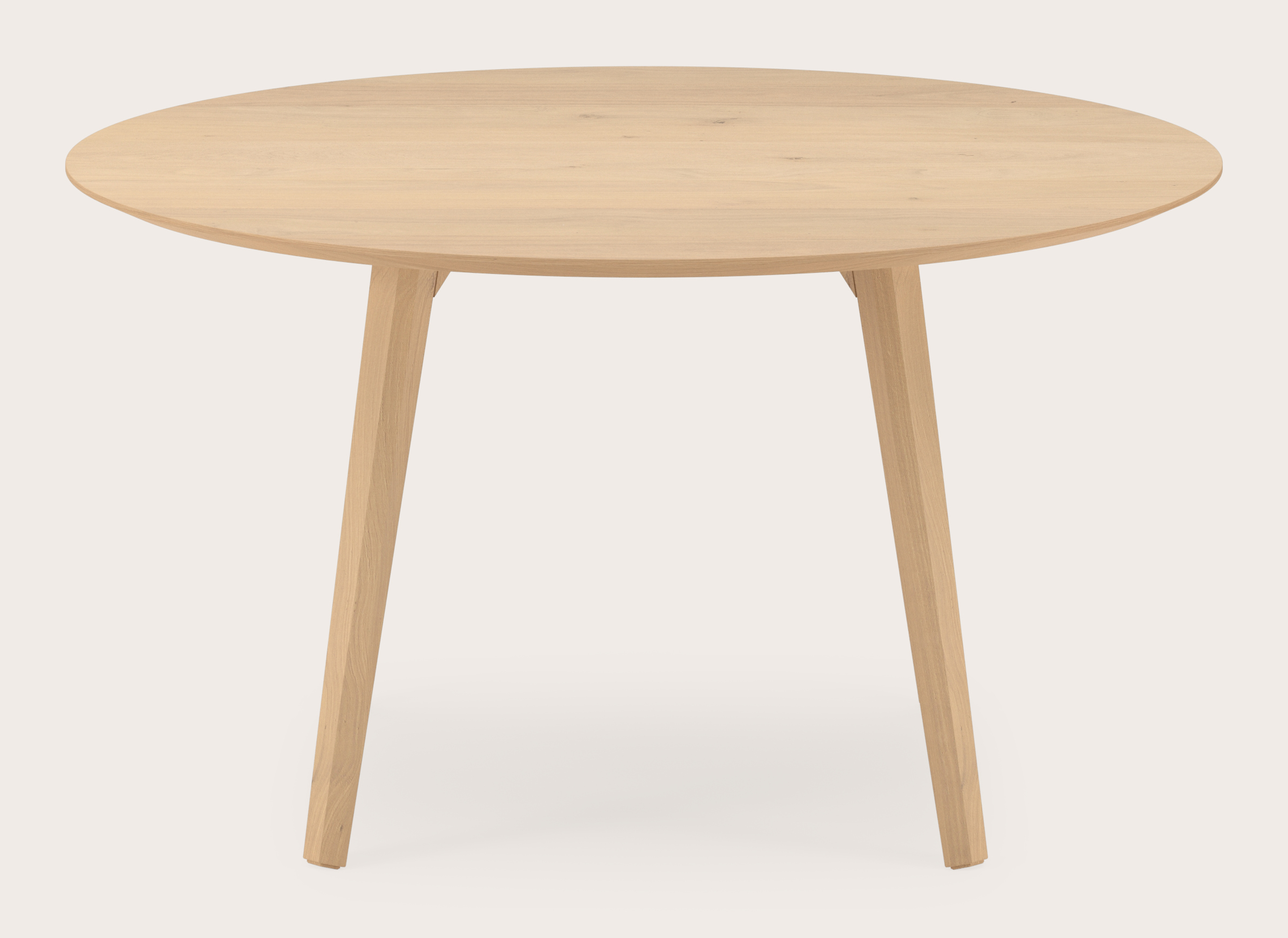 Eettafel Clino onderstel in natuurkleurige eik met rond Finesso blad in natuurkleurige eik Ø140 x 76 cm