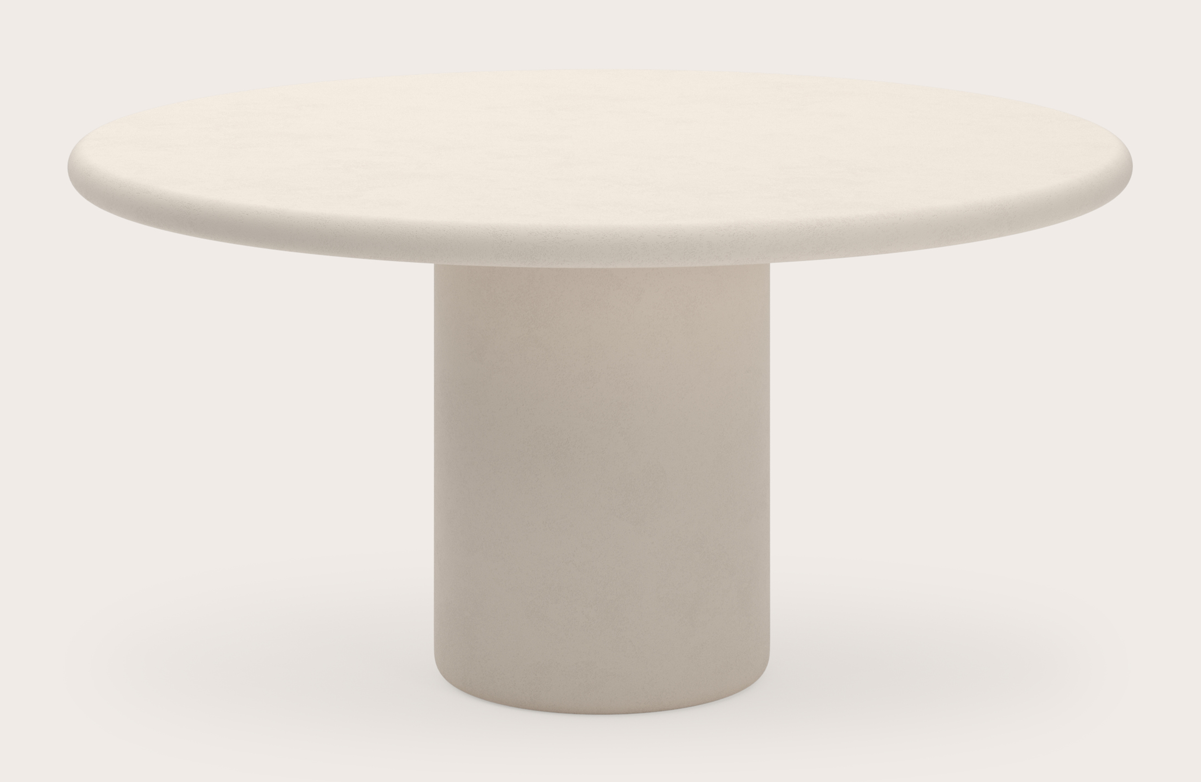 Table de salle à manger Artisano avec plateau Artisano rond en Claylime couleur Eggshell