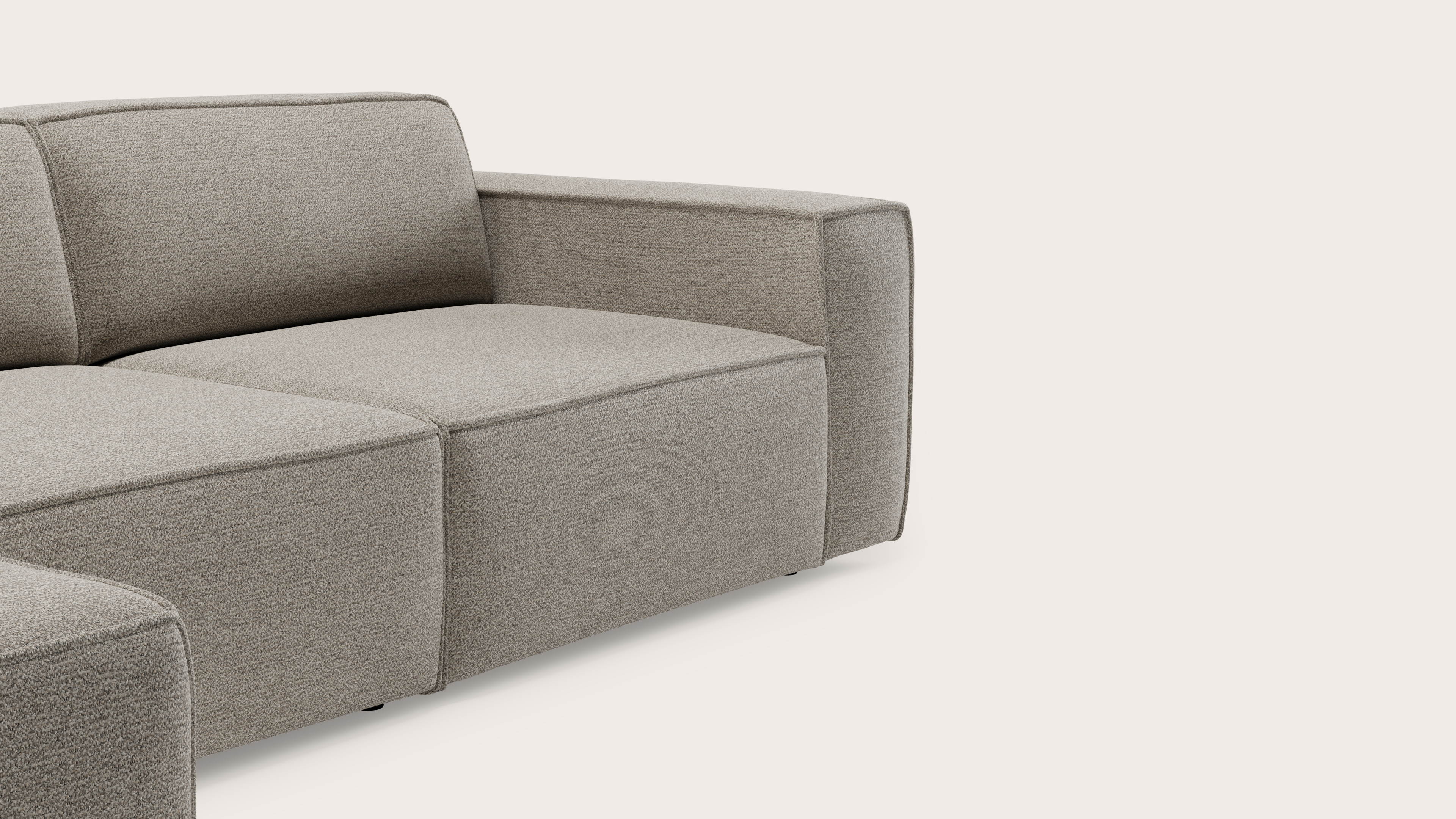 Isola canapé d'angle 4 places en Fresco tissu Beige