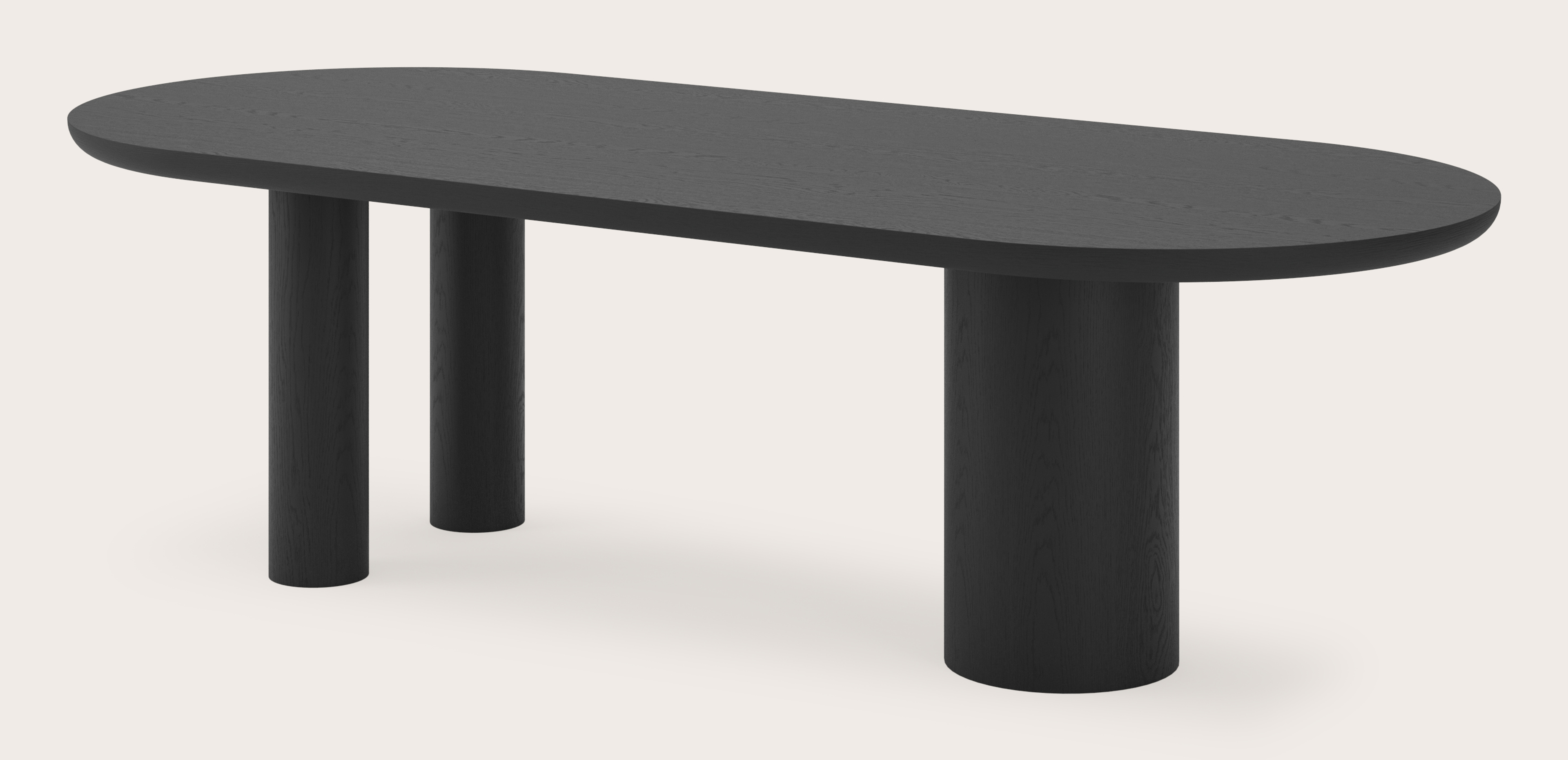 Table de salle à manger Amato Rondo armature avec plateau Amato en forme ovale plat  en chêne noir 260 x 110 x 79 cm