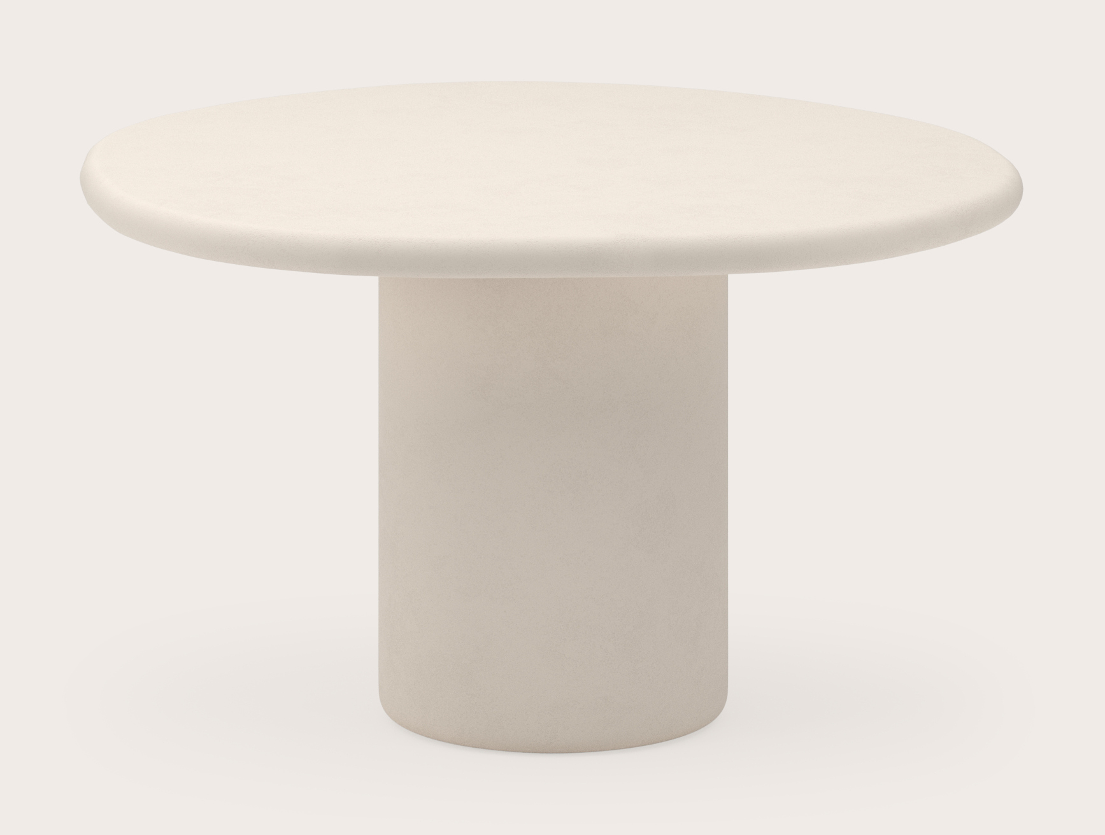 Table de salle à manger Artisano avec plateau Artisano forme pebble en Claylime couleur Eggshell