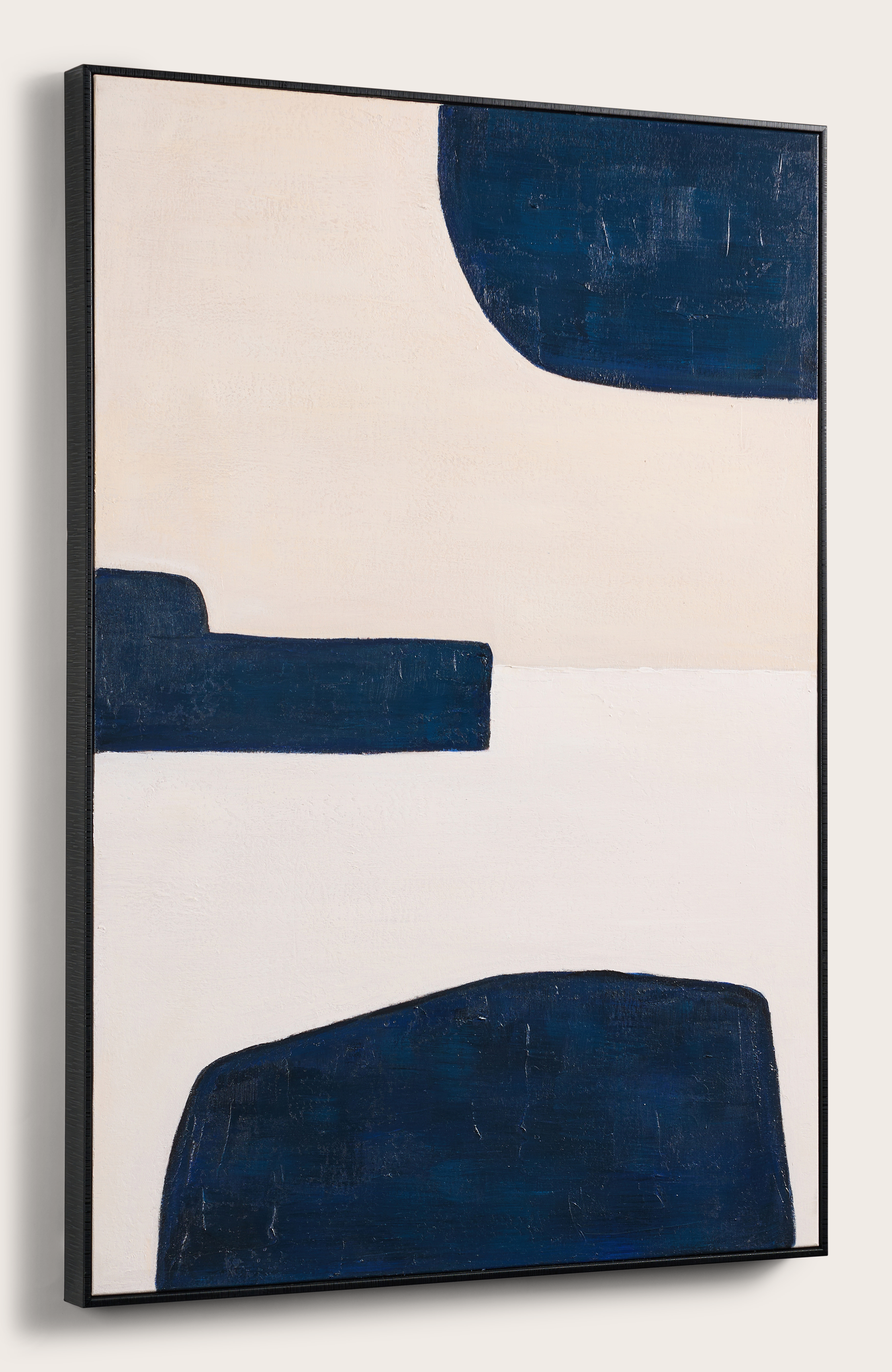 Macchia peinture sur toille noire/ecru 70x100cm