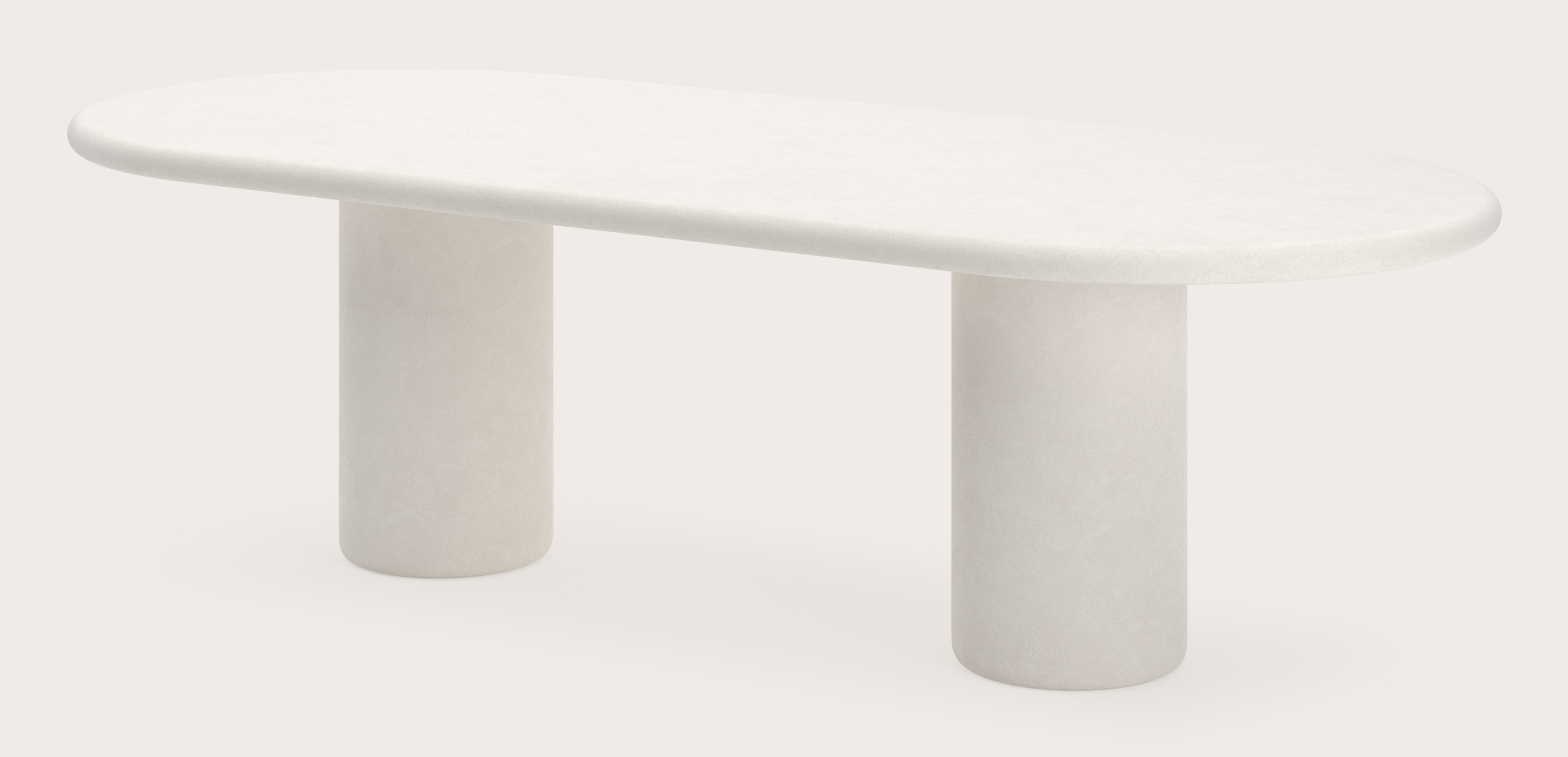 Table de salle à manger Artisano avec plateau Artisano ovale plat en Claylime couleur Chalk