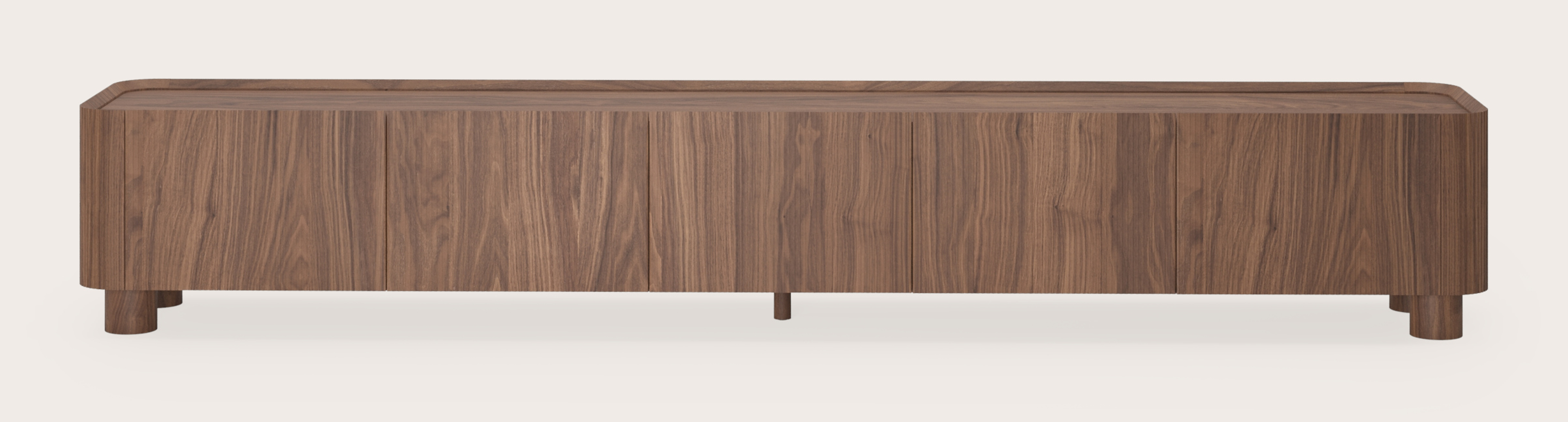 Grivato tv-meubel in walnoot met ronde houten poten 269 x 45 cm