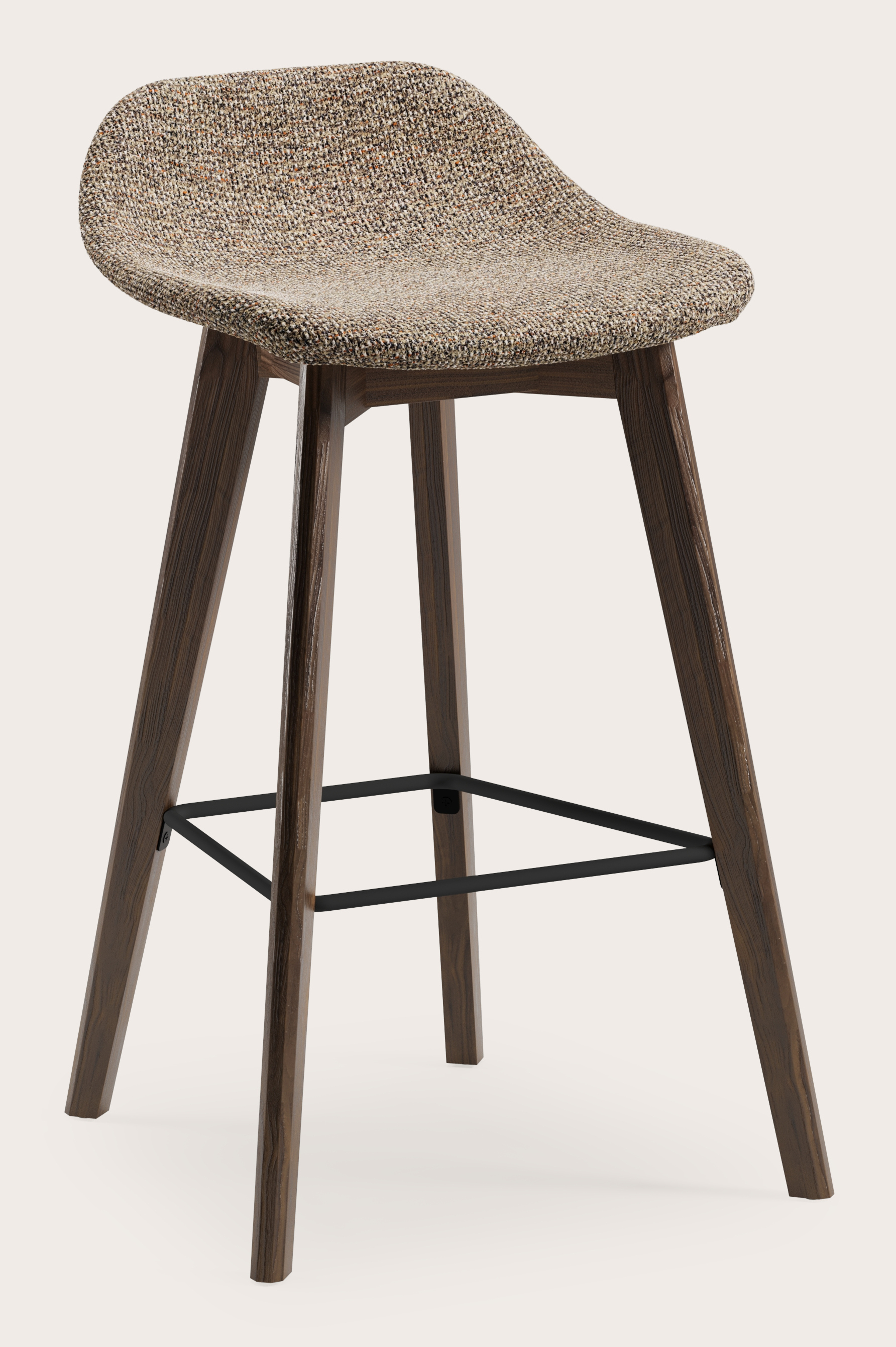 Vasco tabouret de bar basse en noyer avec assise en Fresco tissu Wenge