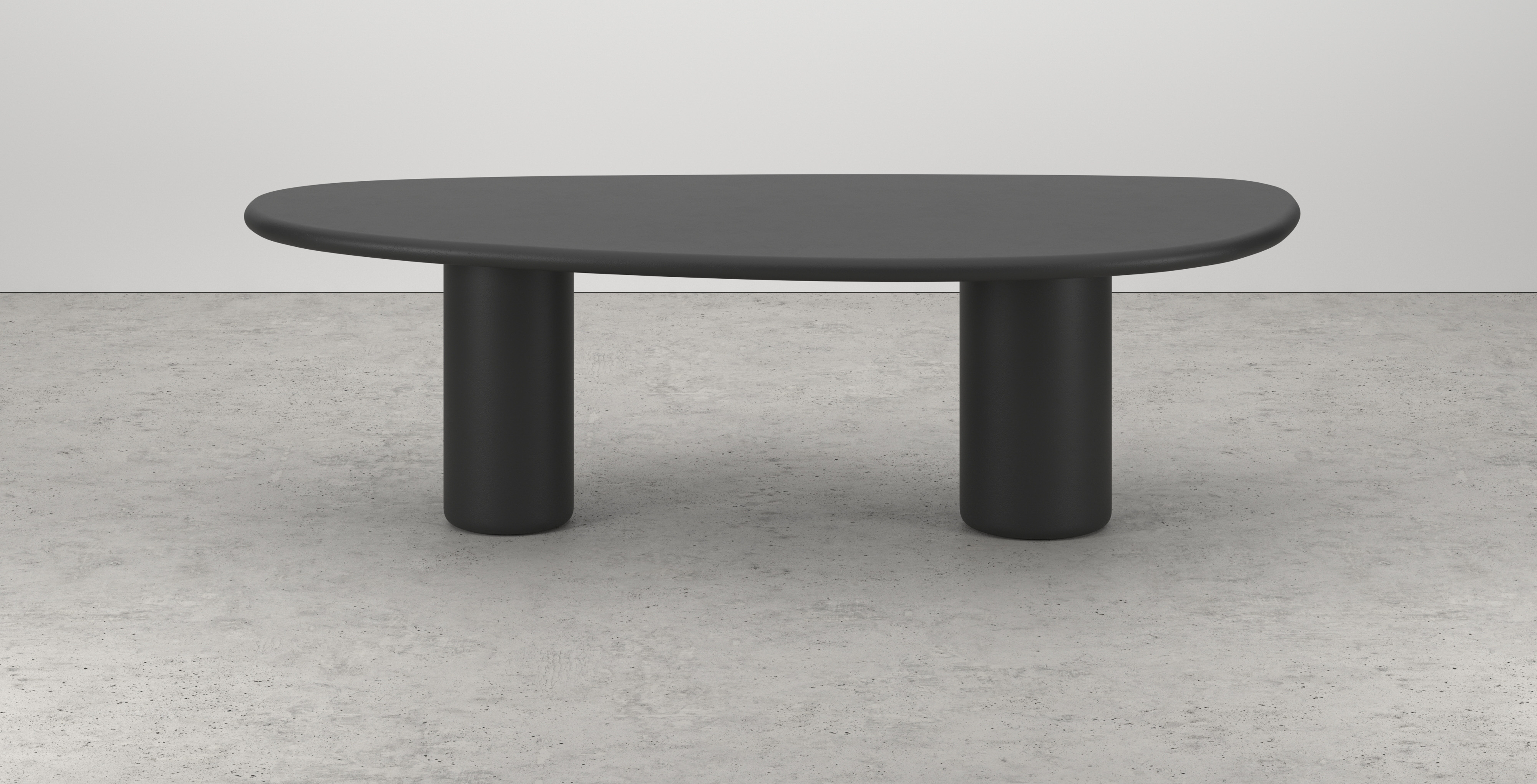 Eettafel Artisano met rockvormig Artisano blad in Claylime kleur Charcoal