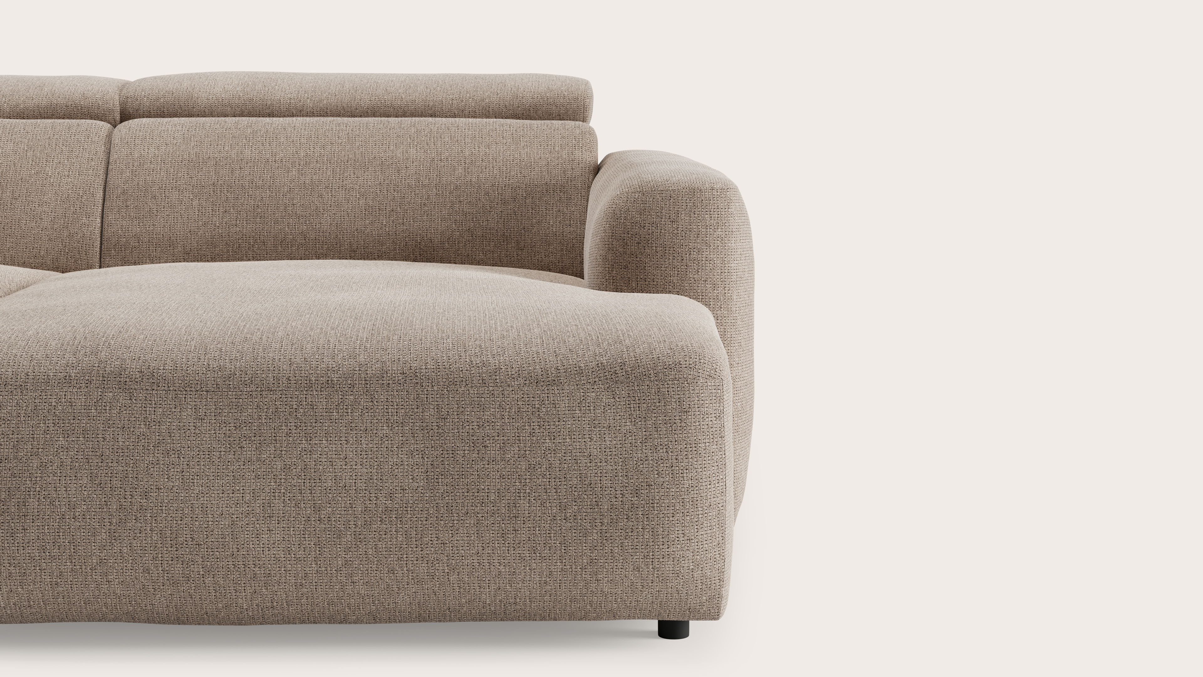 Canapé d'angle Lassa 4,5 places en Fuga tissu Taupe