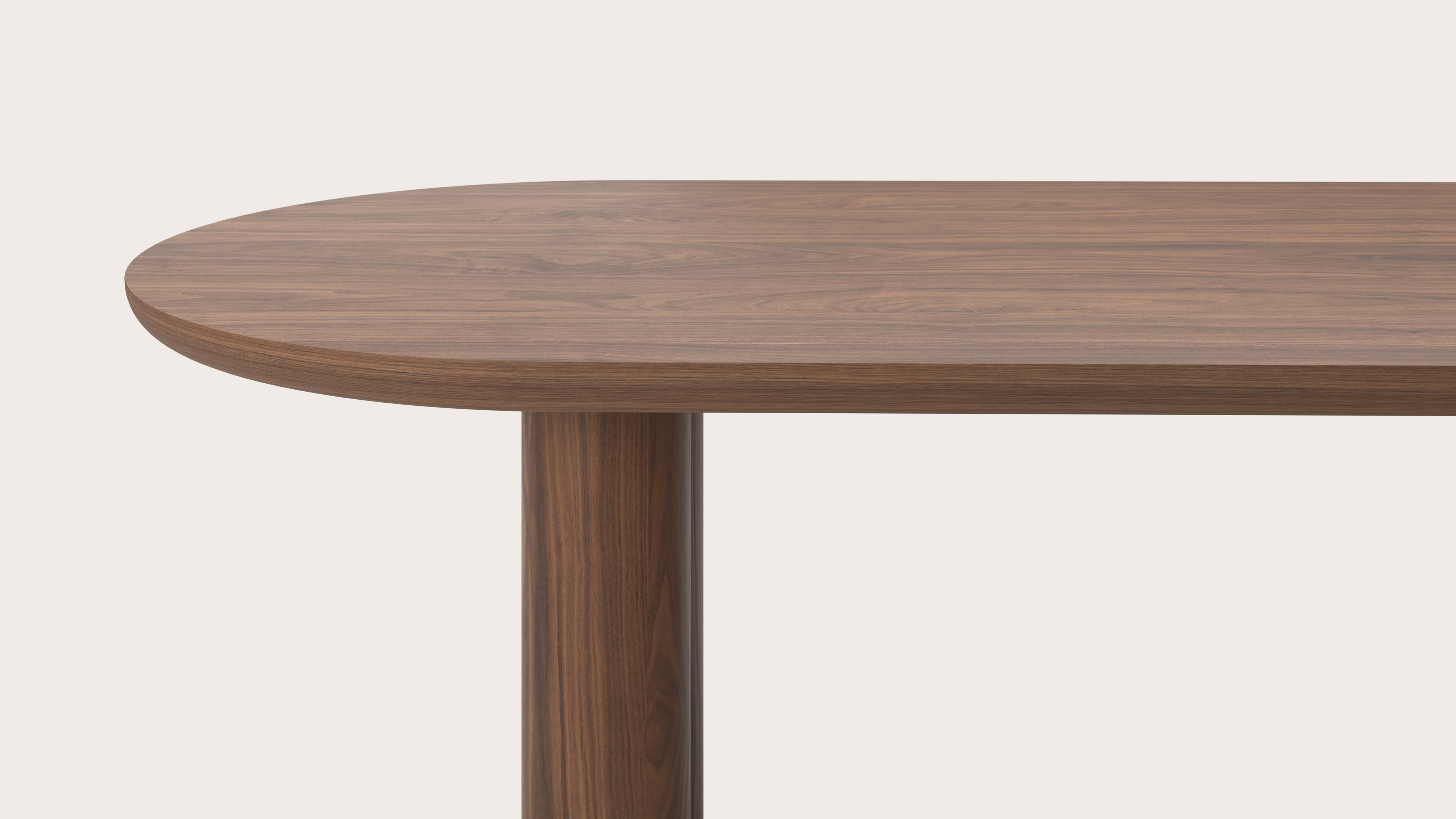 Eettafel Amato Rondo onderstel met plat ovaal Amato blad in walnoot  220 x 105 x 76 cm