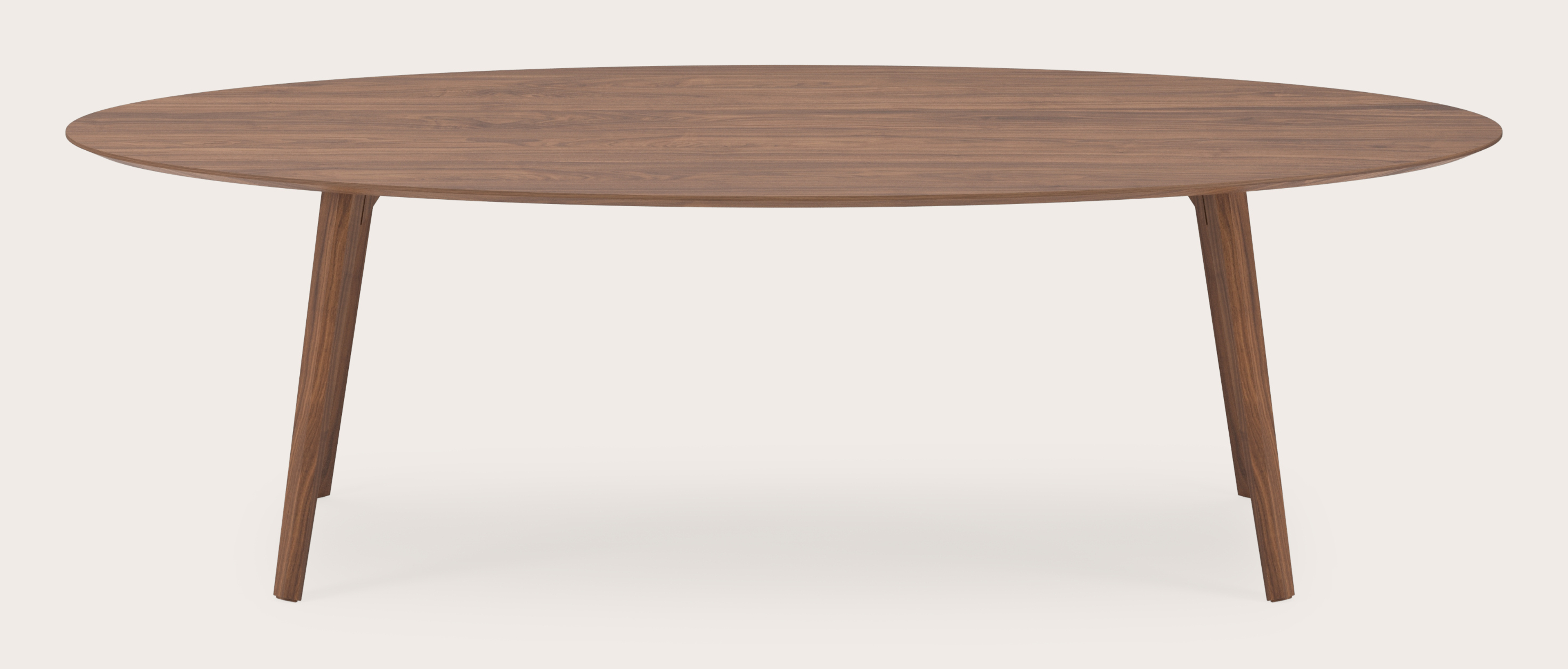 Table de salle à manger Clino armature en walnoot avec plateau Finesso en forme ovale en noyer 260 x 130 x 76 cm