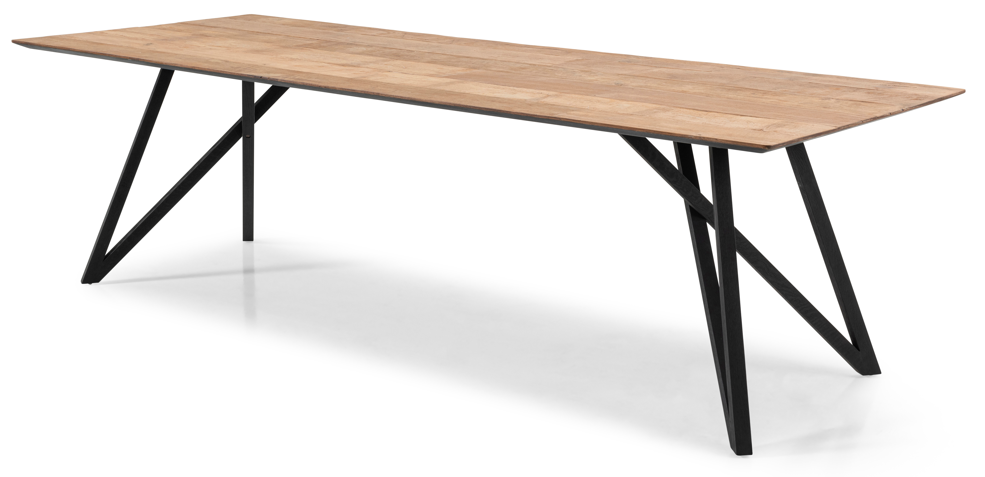Eettafel Ragno onderstel zwarte eik met Finesso blad in gerecycleerde teak