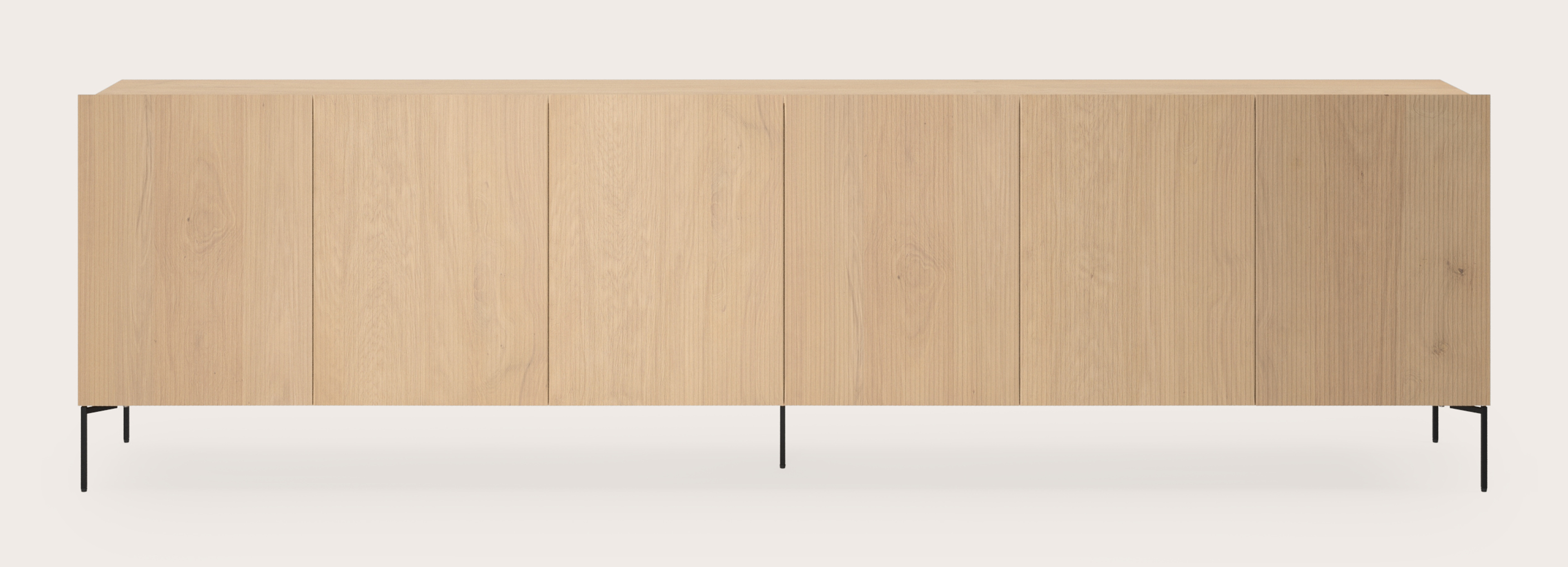 Buffet Grivolo en chêne couleur naturelle avec pieds carrés 298 x 45 cm