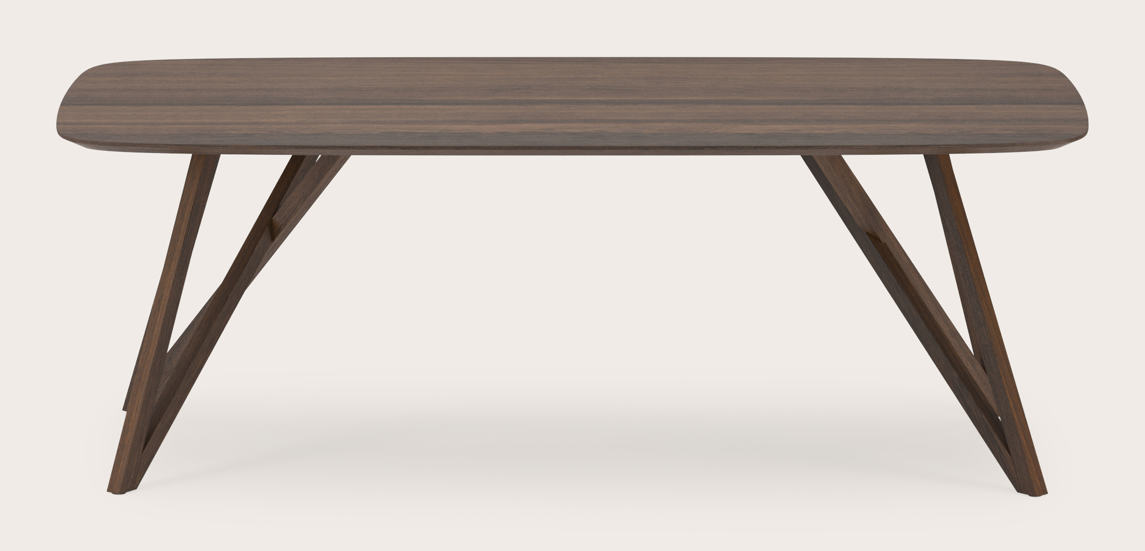 Table de salle à manger Ragno armature en chêne fumé avec plateau Finesso forme arrondie en chêne fumé 220 x 105 x 77 cm