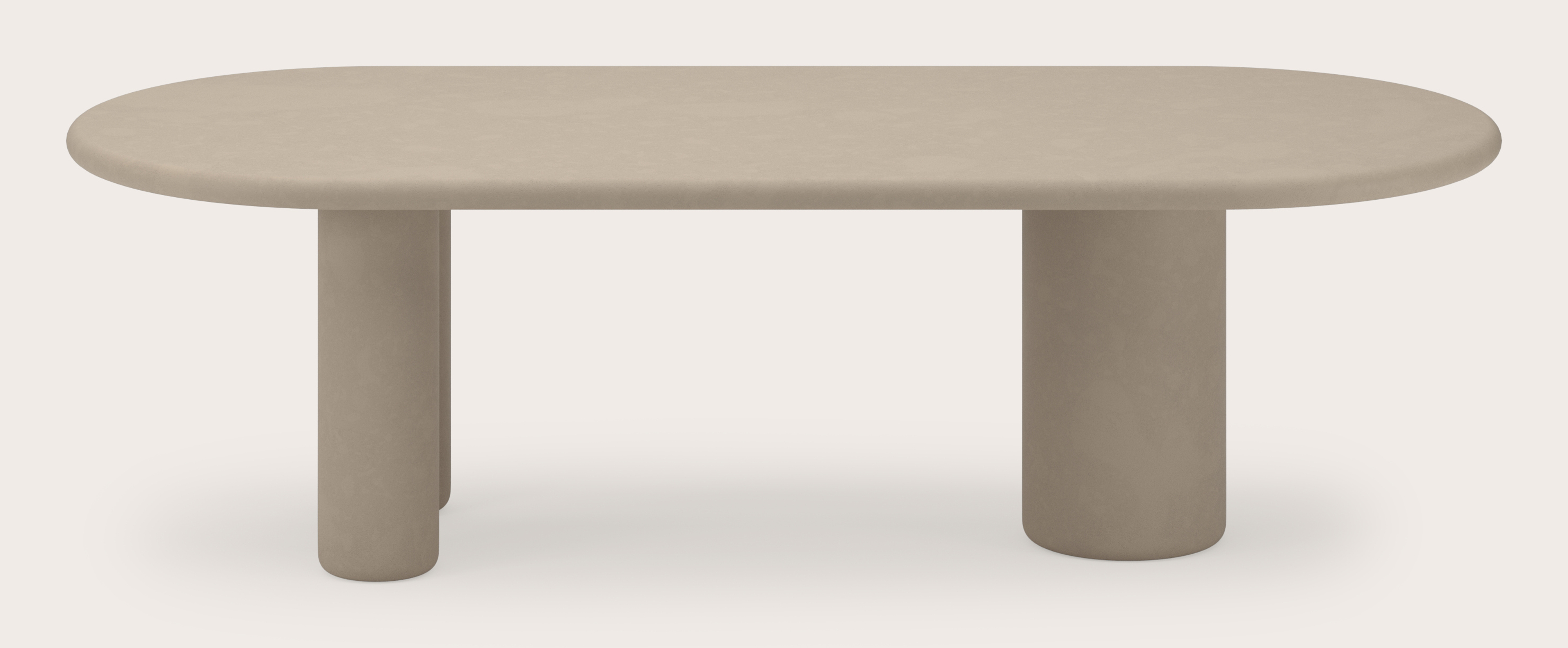 Eettafel Artisano met plat ovaal Artisano blad in Claylime kleur Limestone