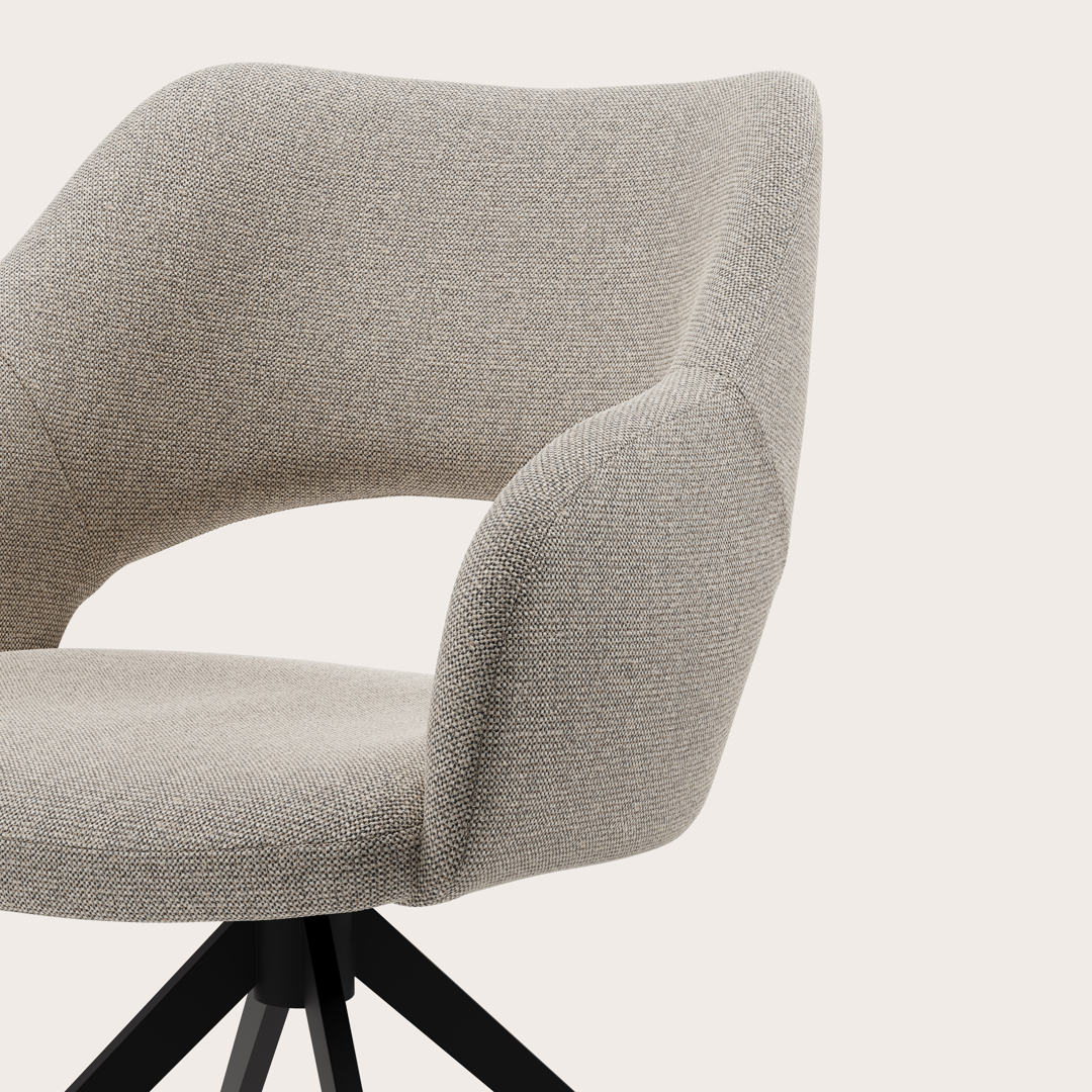 Fauteuil Abruzzi en Brio tissu Natural avec pied de chaise en métal noir