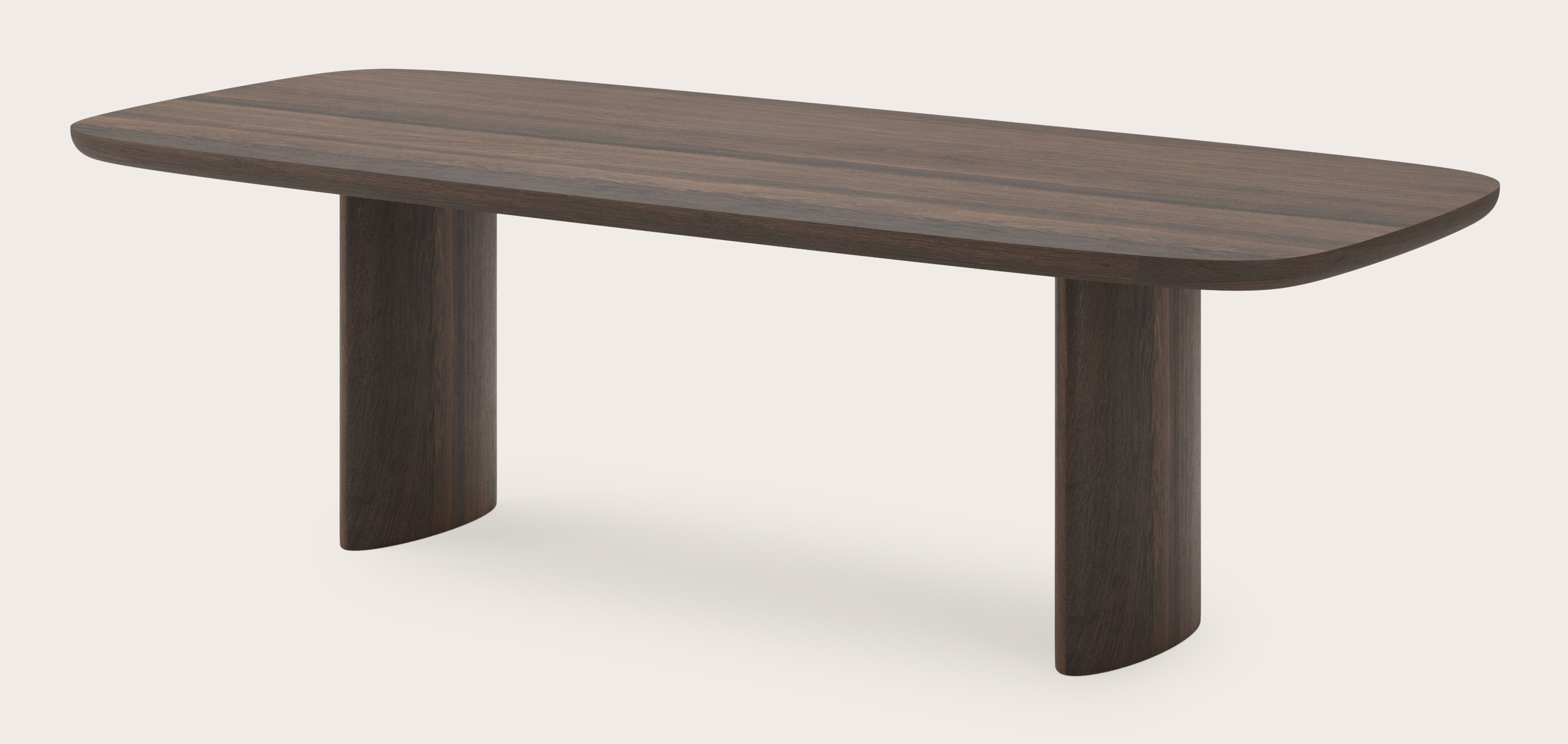 Table de salle à manger Amato Ellipso armature avec plateau Amato forme arrondie en chêne fumé 260 x 110 x 76 cm