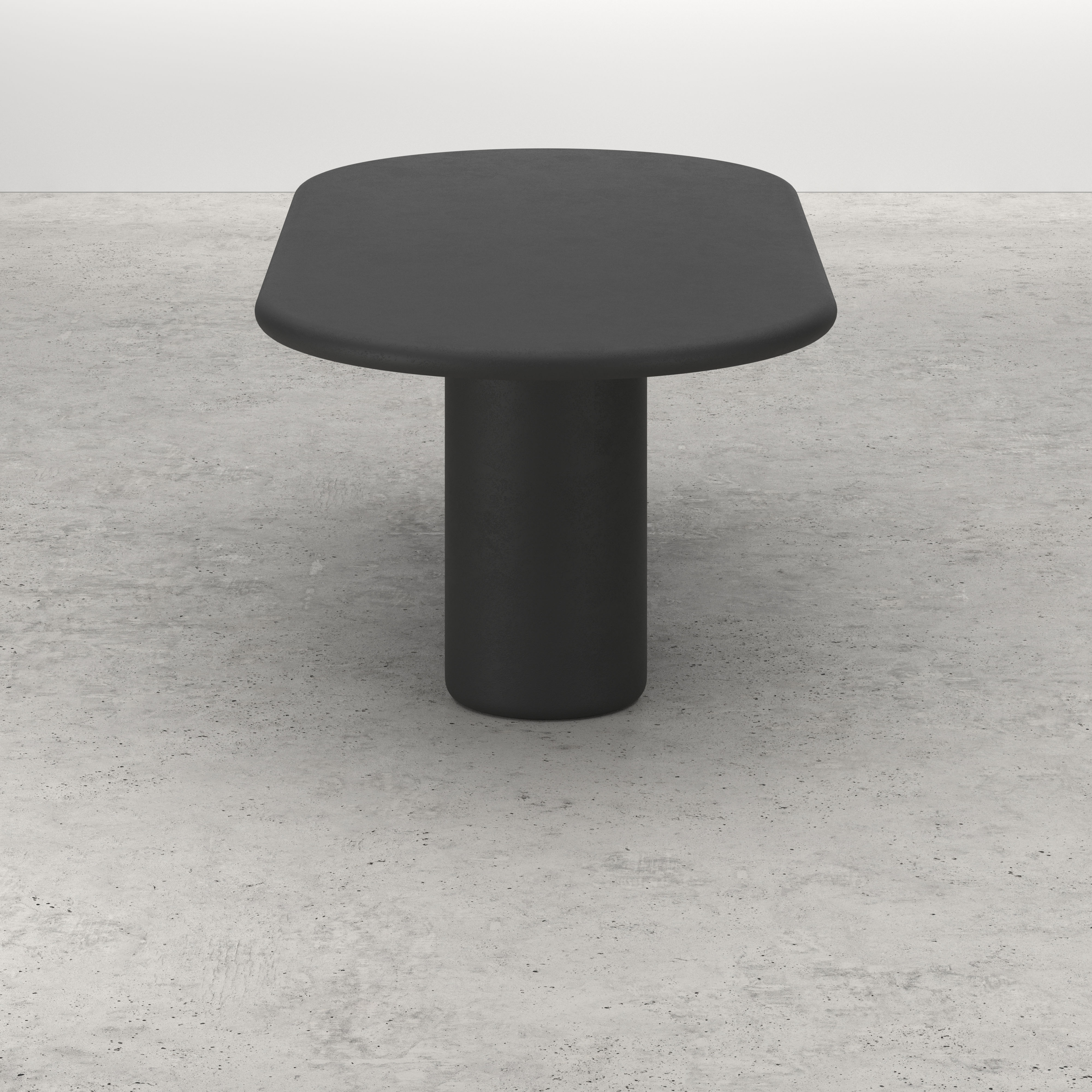 Eettafel Artisano met plat ovaal Artisano blad in Claylime kleur Charcoal