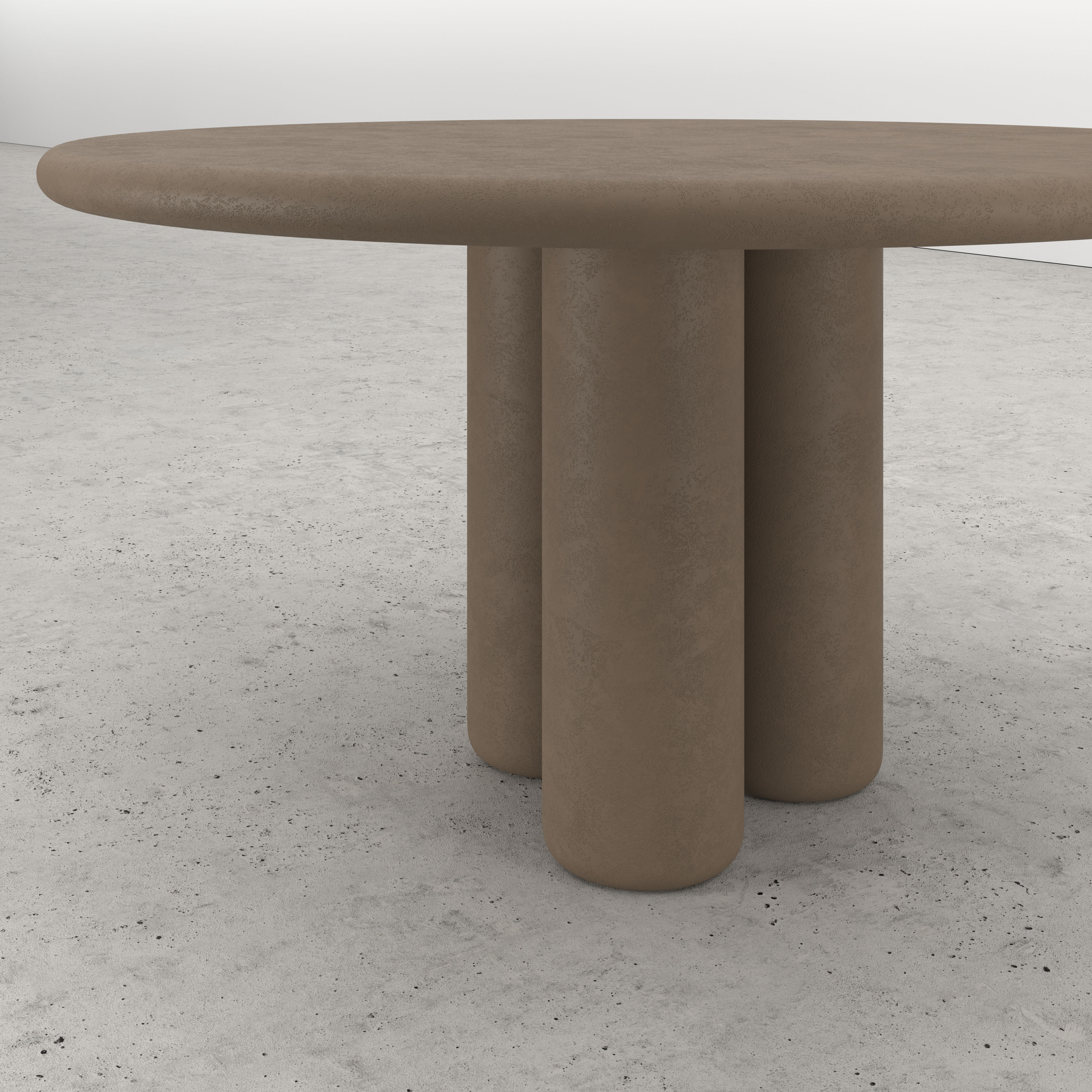 Eettafel Artisano met rond Artisano blad in Claylime kleur Desert