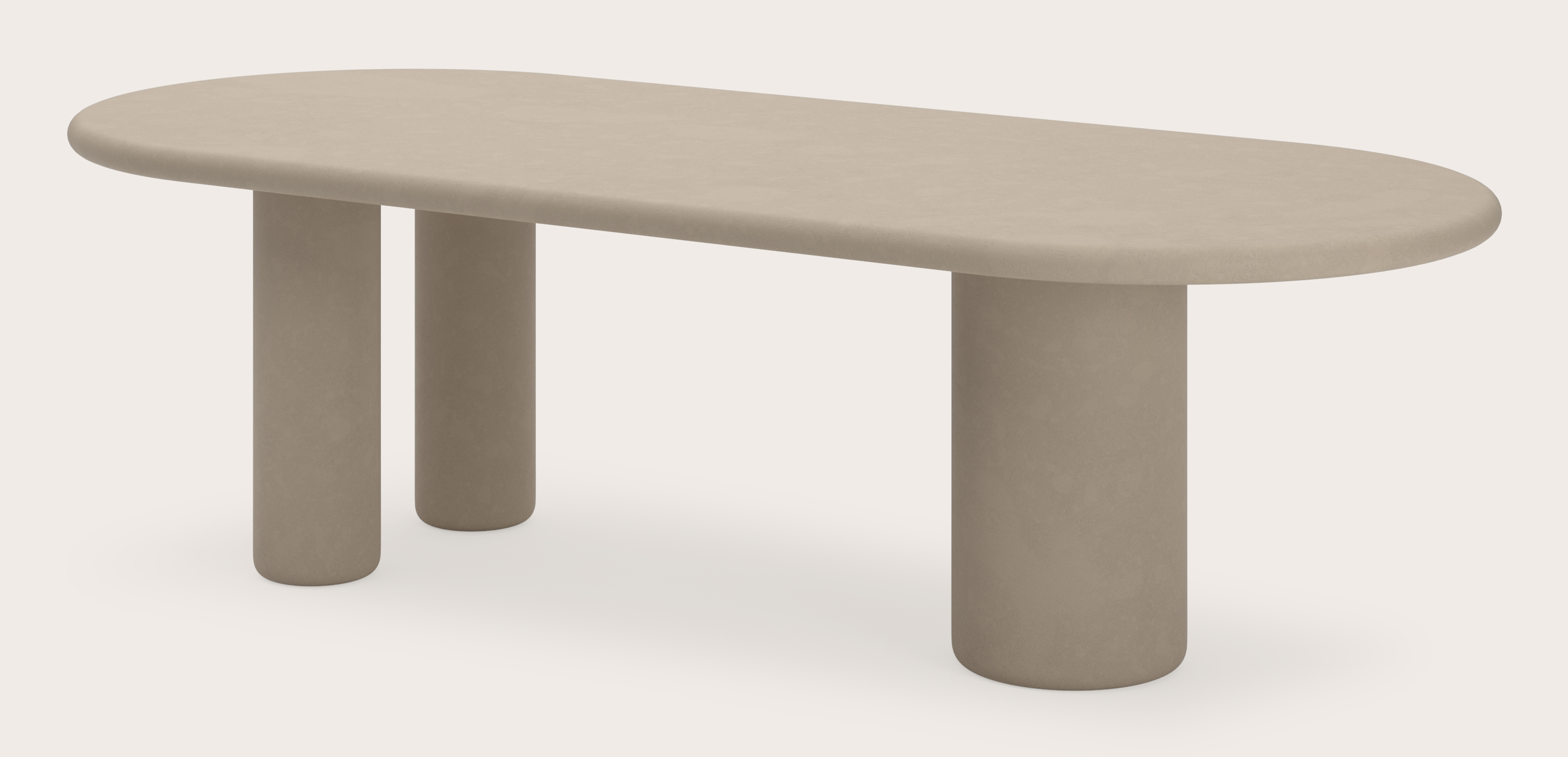 Eettafel Artisano met plat ovaal Artisano blad in Claylime kleur Limestone