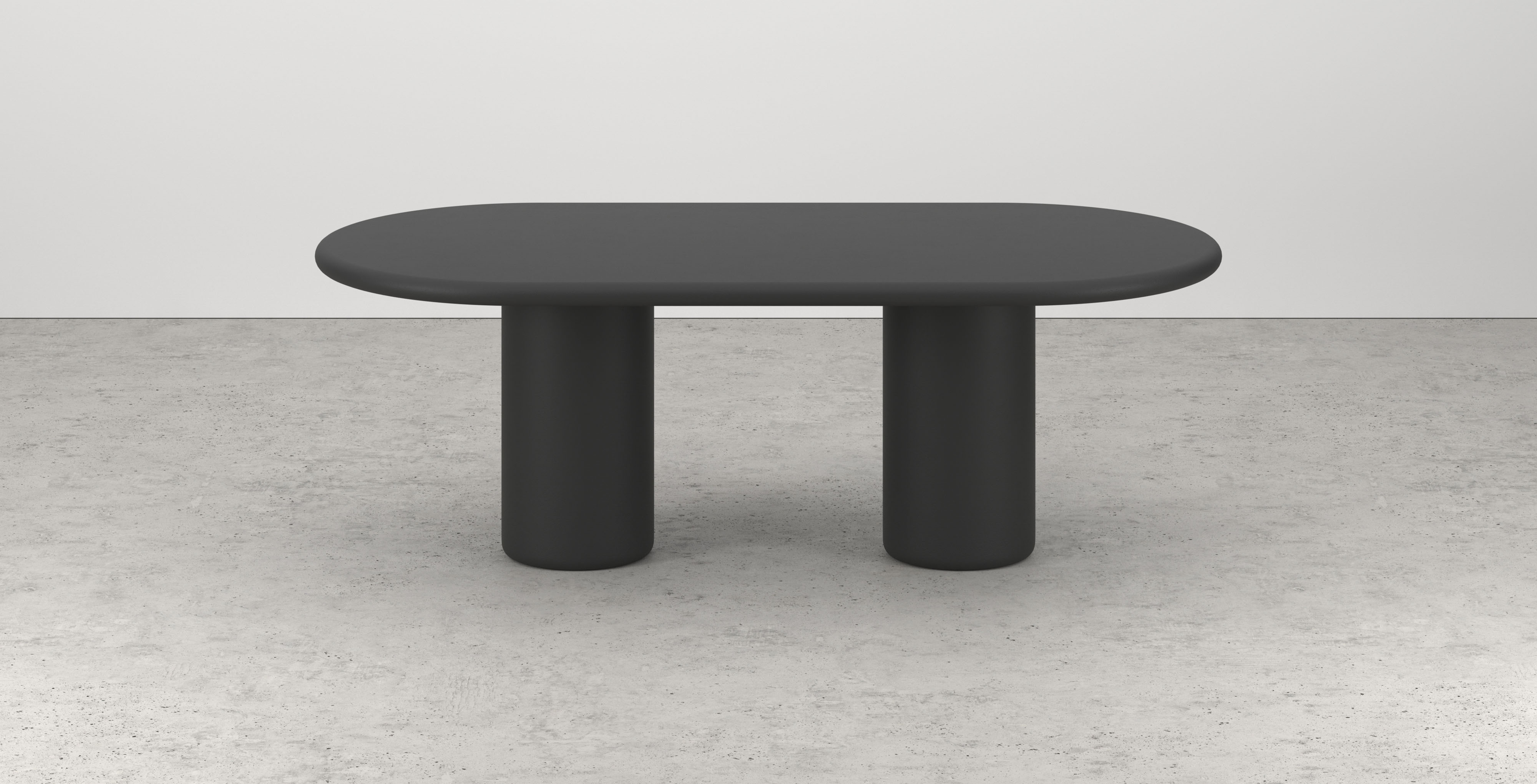 Eettafel Artisano met plat ovaal Artisano blad in Claylime kleur Charcoal
