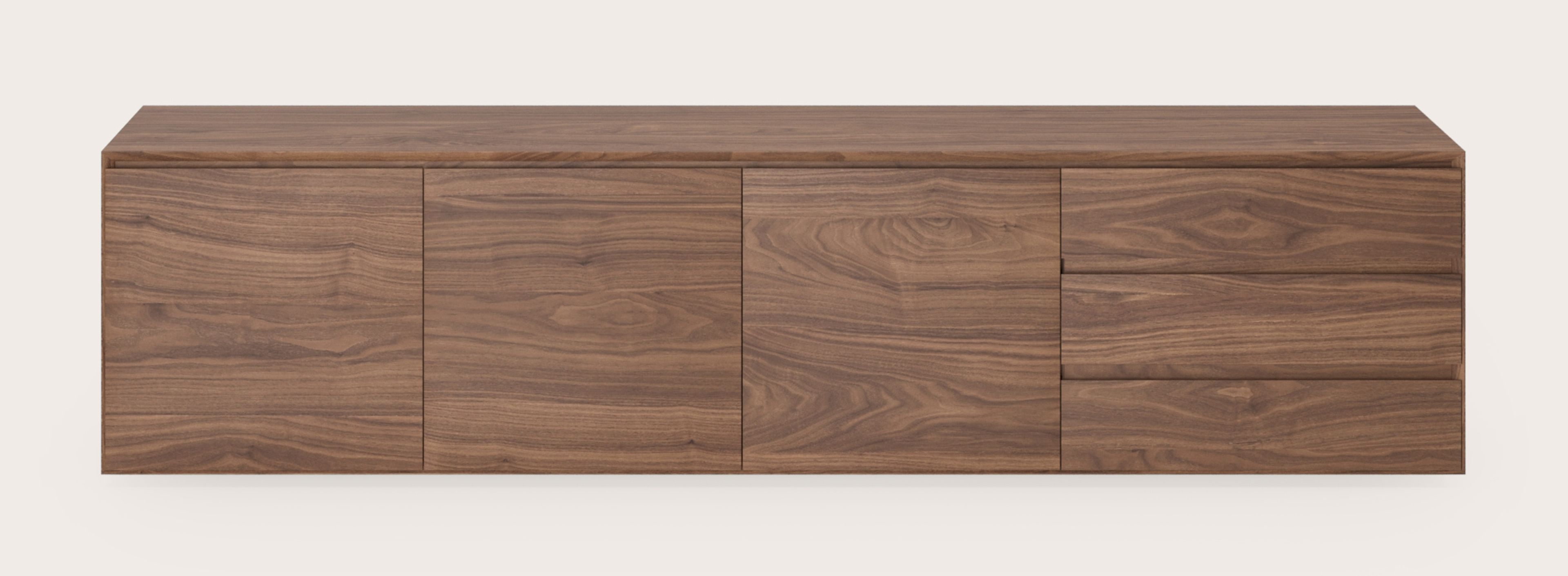 Arno dressoir in walnoot 215 x 45 cm