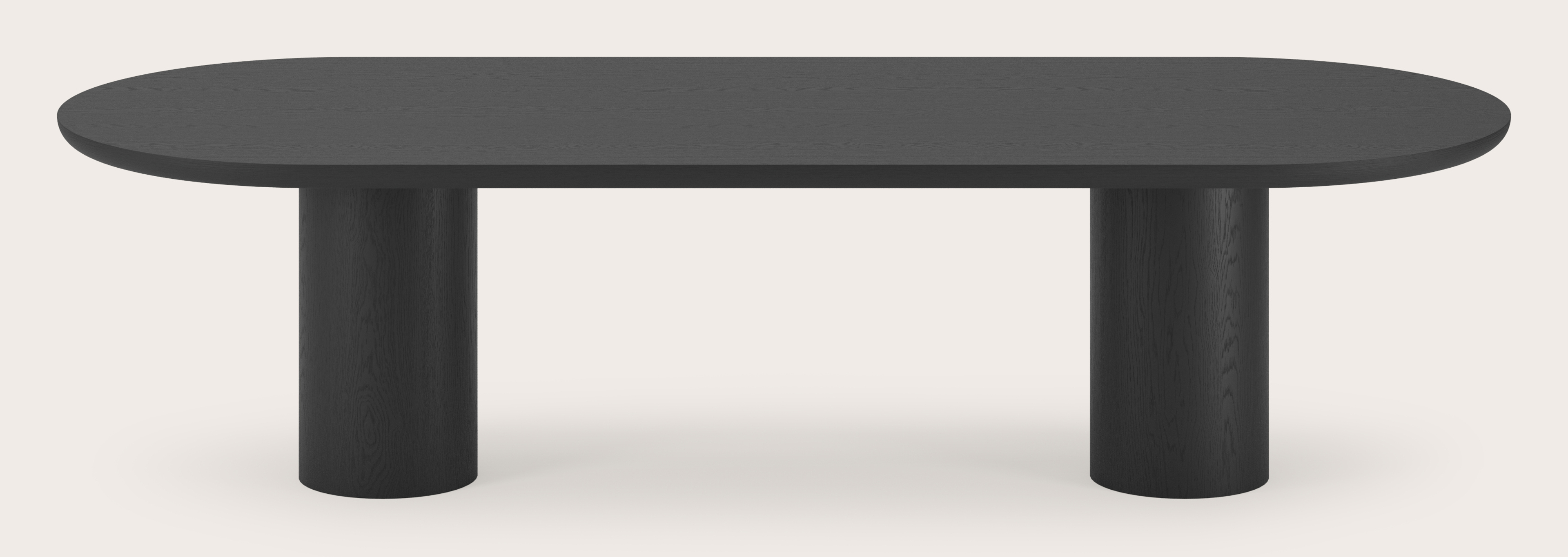 Table de salle à manger Amato Rondo armature avec plateau Amato en forme ovale plat  en chêne noir 300 x 115 x 79 cm